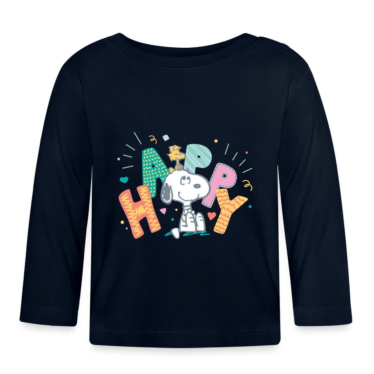 Spreadshirt Langarmshirt Peanuts Snoopy Happy Glücklich Baby Langarm Shirt (1-tlg)