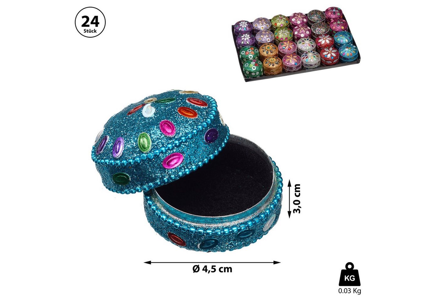 Thumbnail - CEPEWA Aufbewahrungsbox Schmuckdose Orient 24er Set Ø4,5cm Schmuckkästchen Dose Box Glitzer