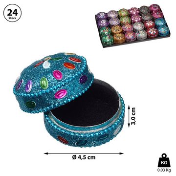 CEPEWA Aufbewahrungsbox Schmuckdose Orient 24er Set Ø4,5cm Schmuckkästchen Dose Box Glitzer