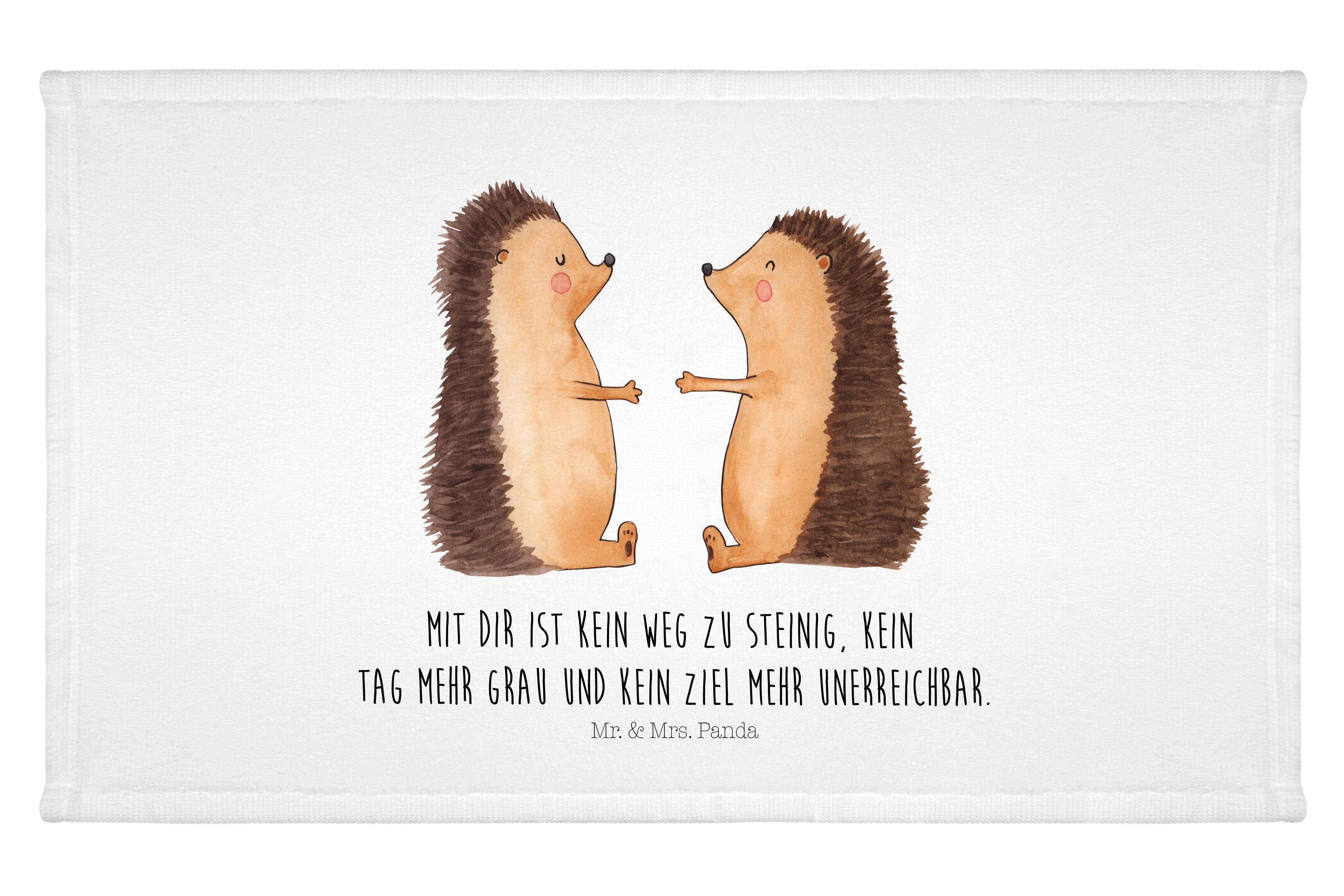 Mr. & Mrs. Panda Handtuch Igel Liebe - Weiß - Geschenk, Liebesgeschenk, Verlobung, Frottier, Ho, (1-St)