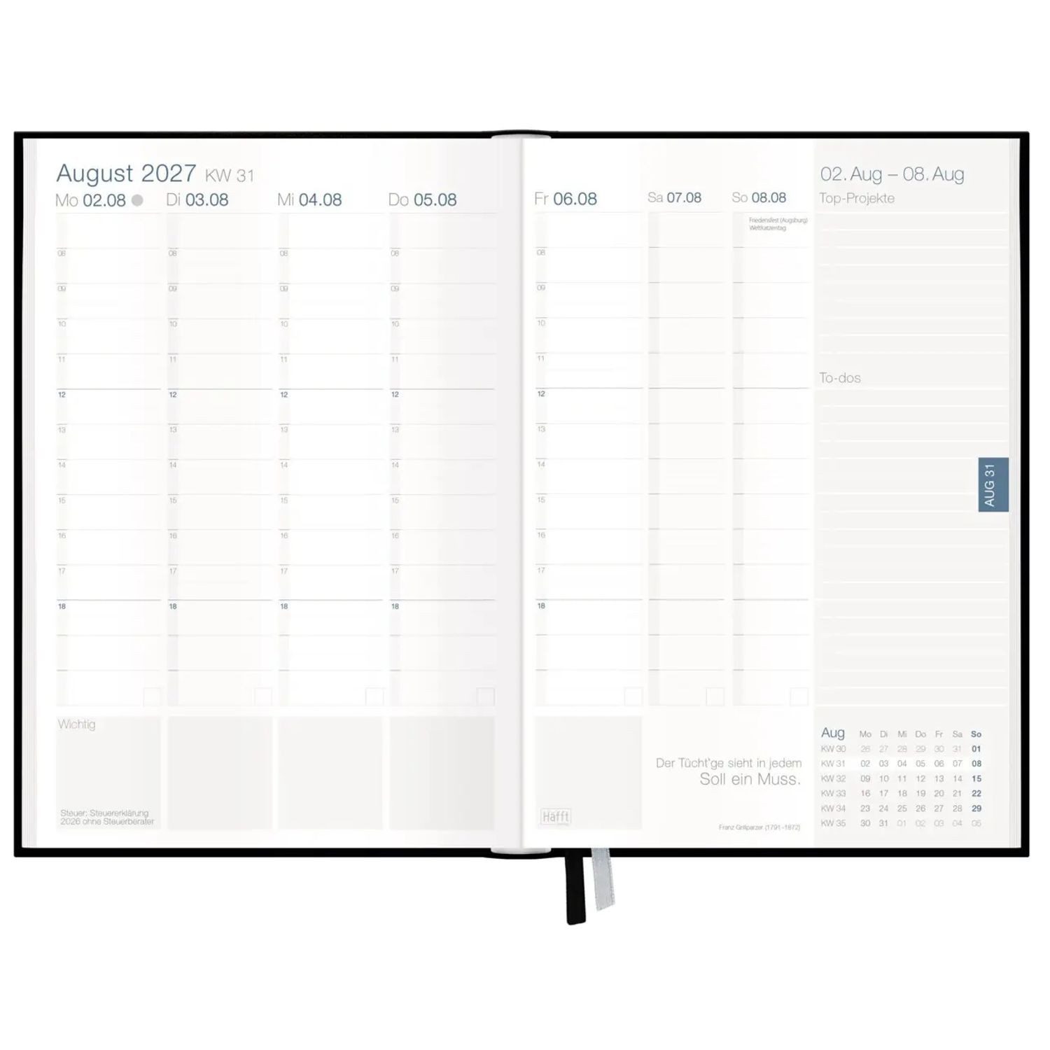 Häfft Taschenkalender Business-Timer Deluxe 26/27 17 Monate KL [Nachtblau]