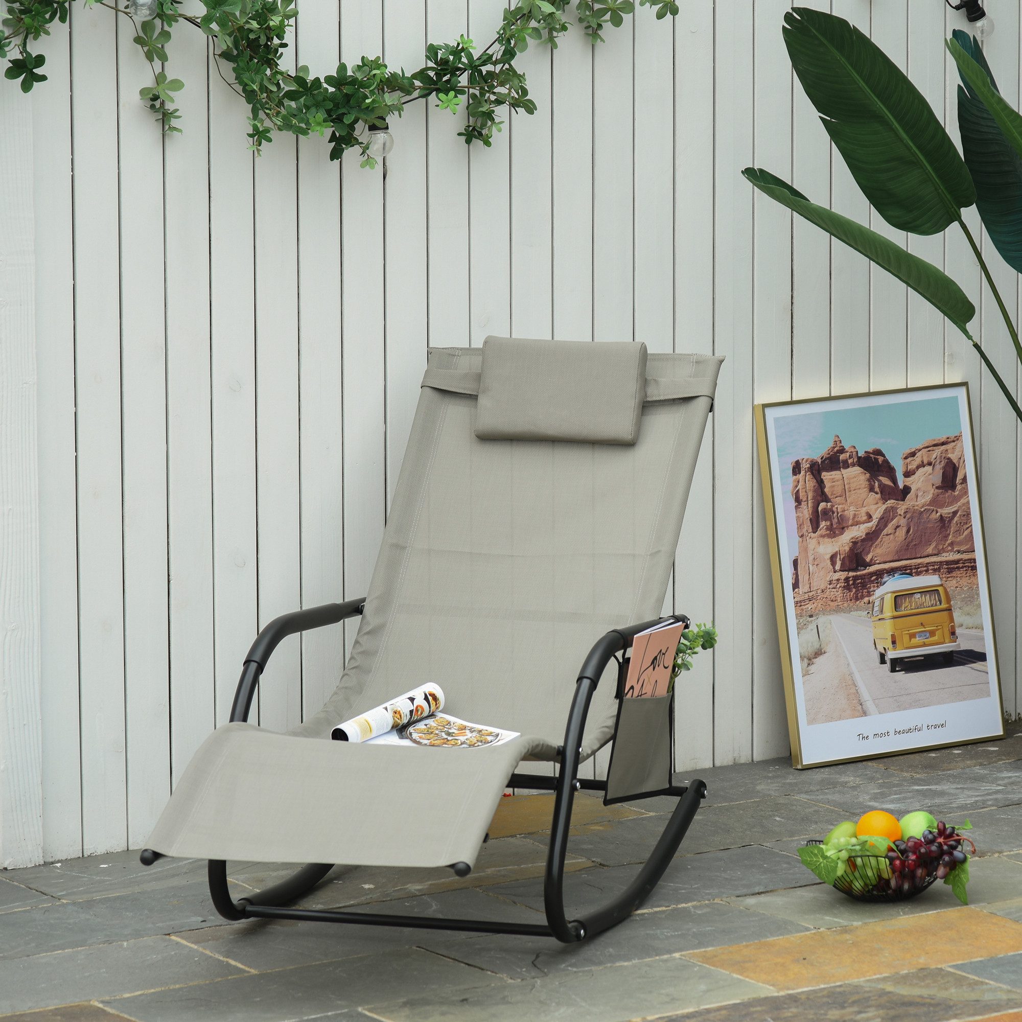 Outsunny Schaukelstuhl Gartenstuh, Schaukelliege, aus Metall günstig online kaufen