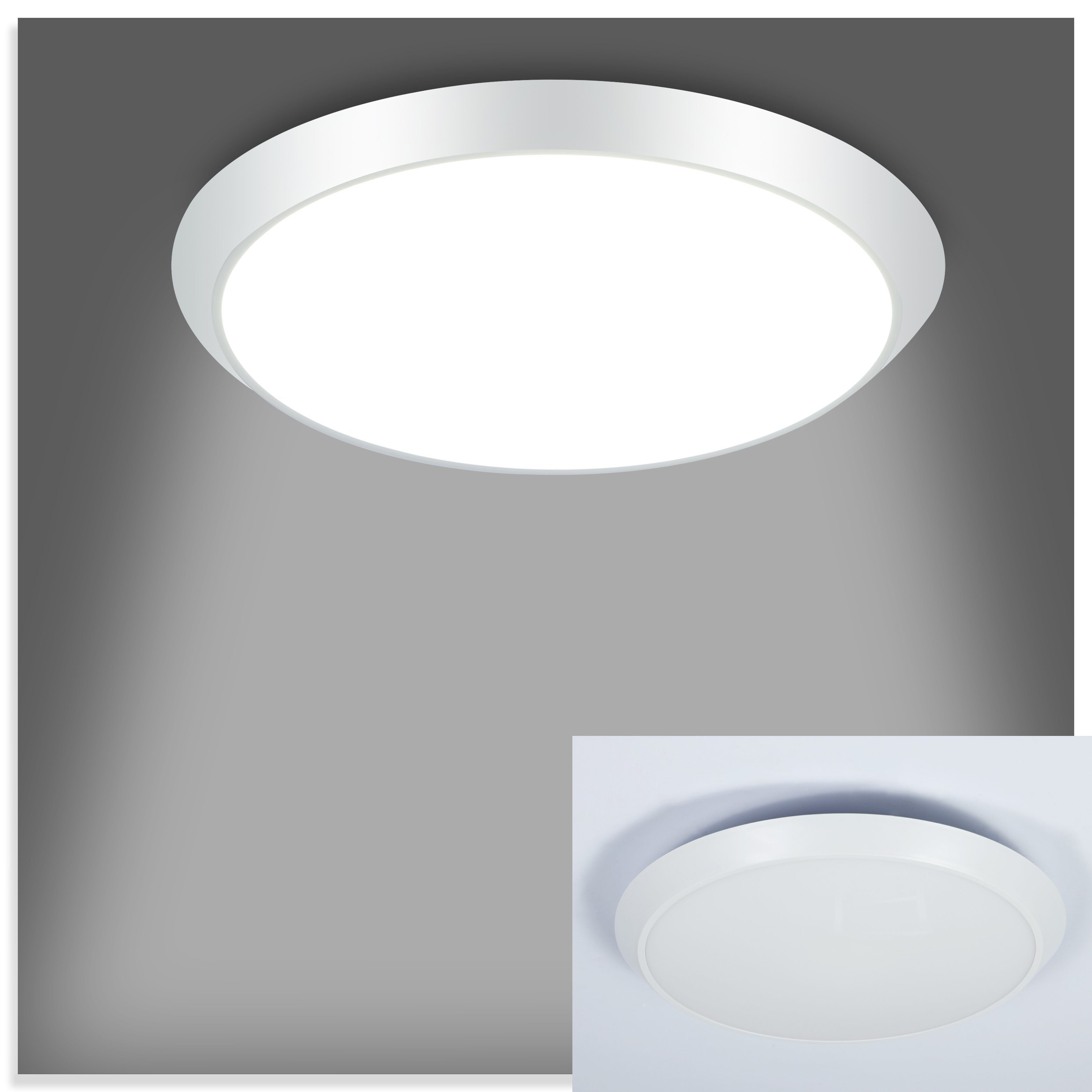 ZMH LED Deckenleuchte mit Bewegungsmelder Innen Deckenlampe I 15W Flurlampe 4000K, Neutralweiß, Spritzwassergeschützt Bewegunsmelder – Bild 5 von 5