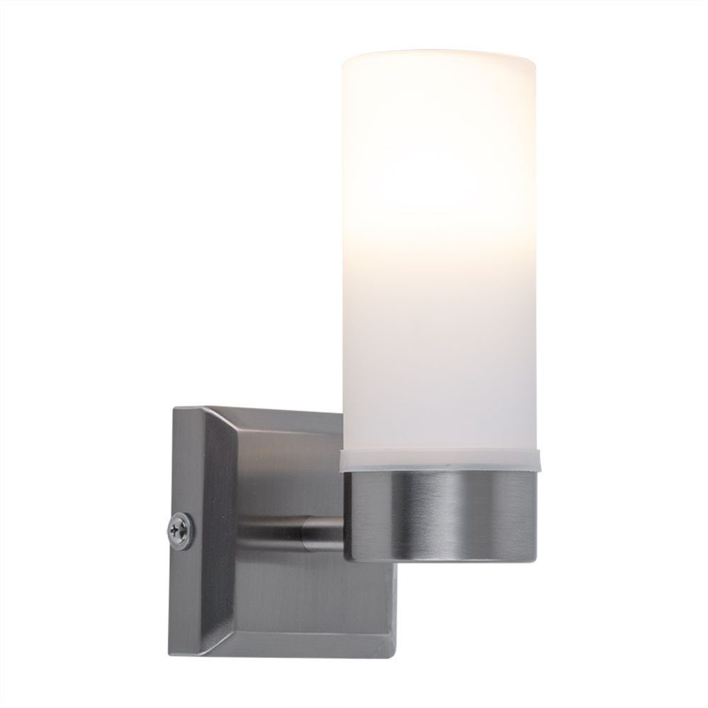 Spiegel Glas weiß etc-shop LED Warmweiß, Wand Beleuchtung inklusive, im Leuchtmittel Bade Wandleuchte, Opal Leuchte Lampe Zimmer