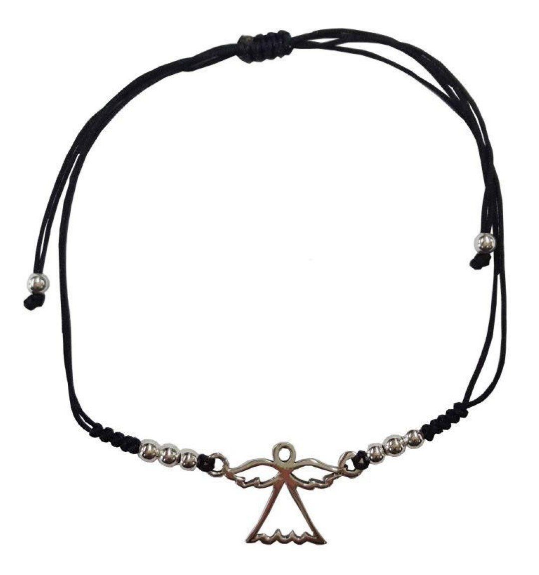 Saraswati Armband Armband "Engel" 1,3cm Silber 925 mit verstellbarem Baumwollband Ø bis
