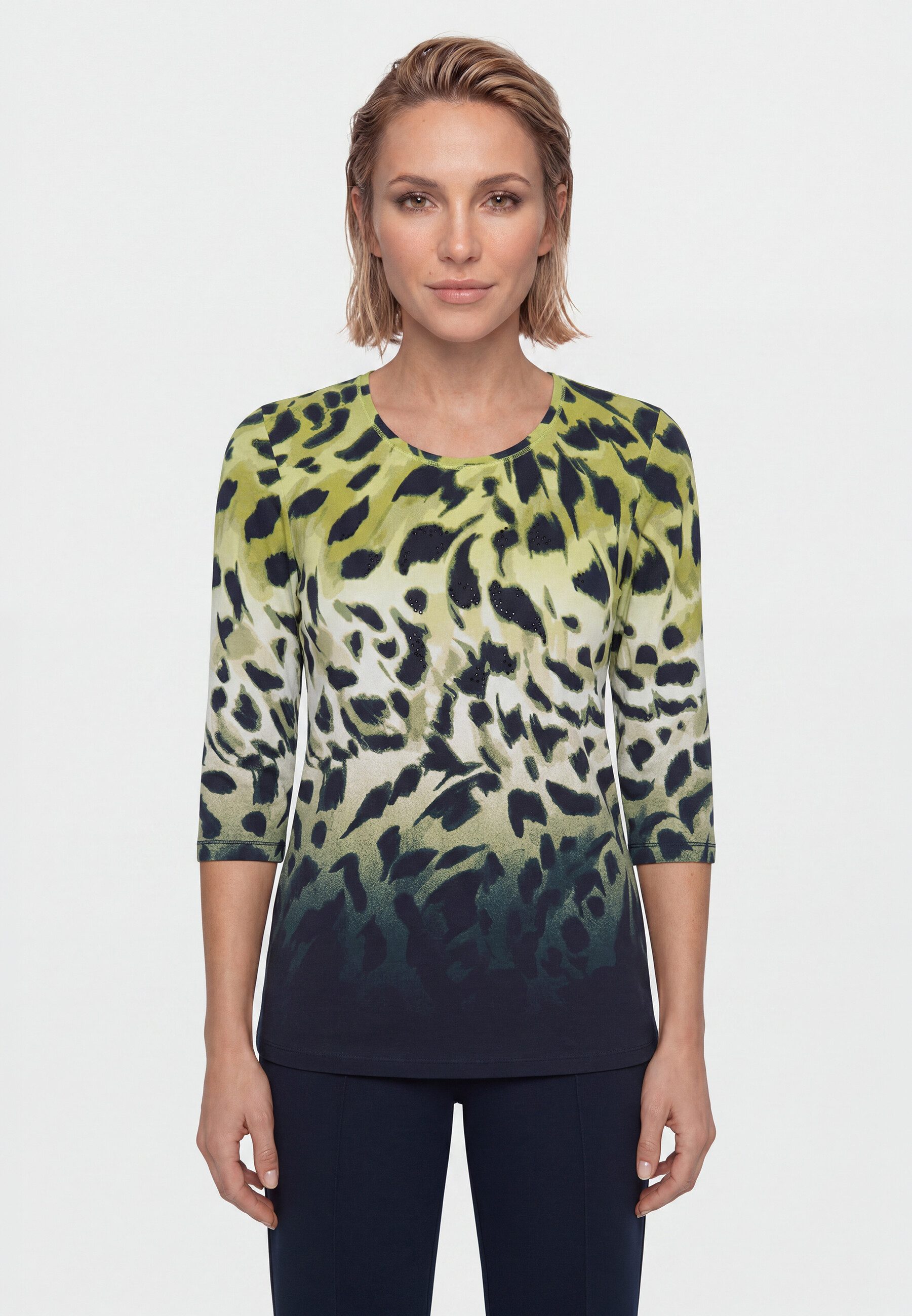 Olsen T-Shirt Shirt mit Panneaux-Print und Zierelementen
