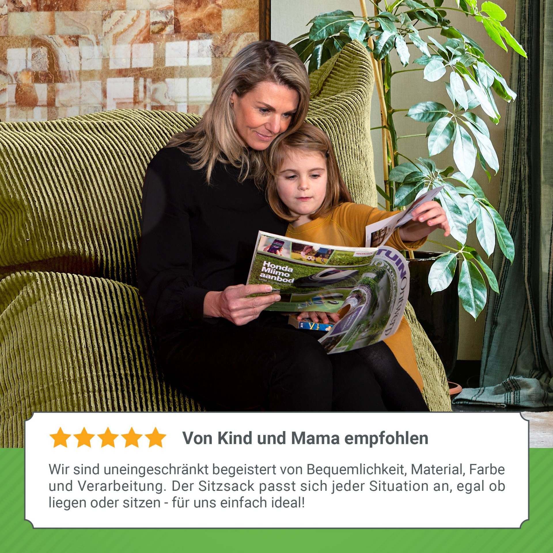 Green Bean Sitzsack XXL Riesen Sitzsack Square aus Cord (XXL aus Cordstoff 370 Liter mit EPS-Perlen Füllung, Kuschelig Weich Waschbar), Sitzkissen Lounge Chair  – Bild 4 von 5