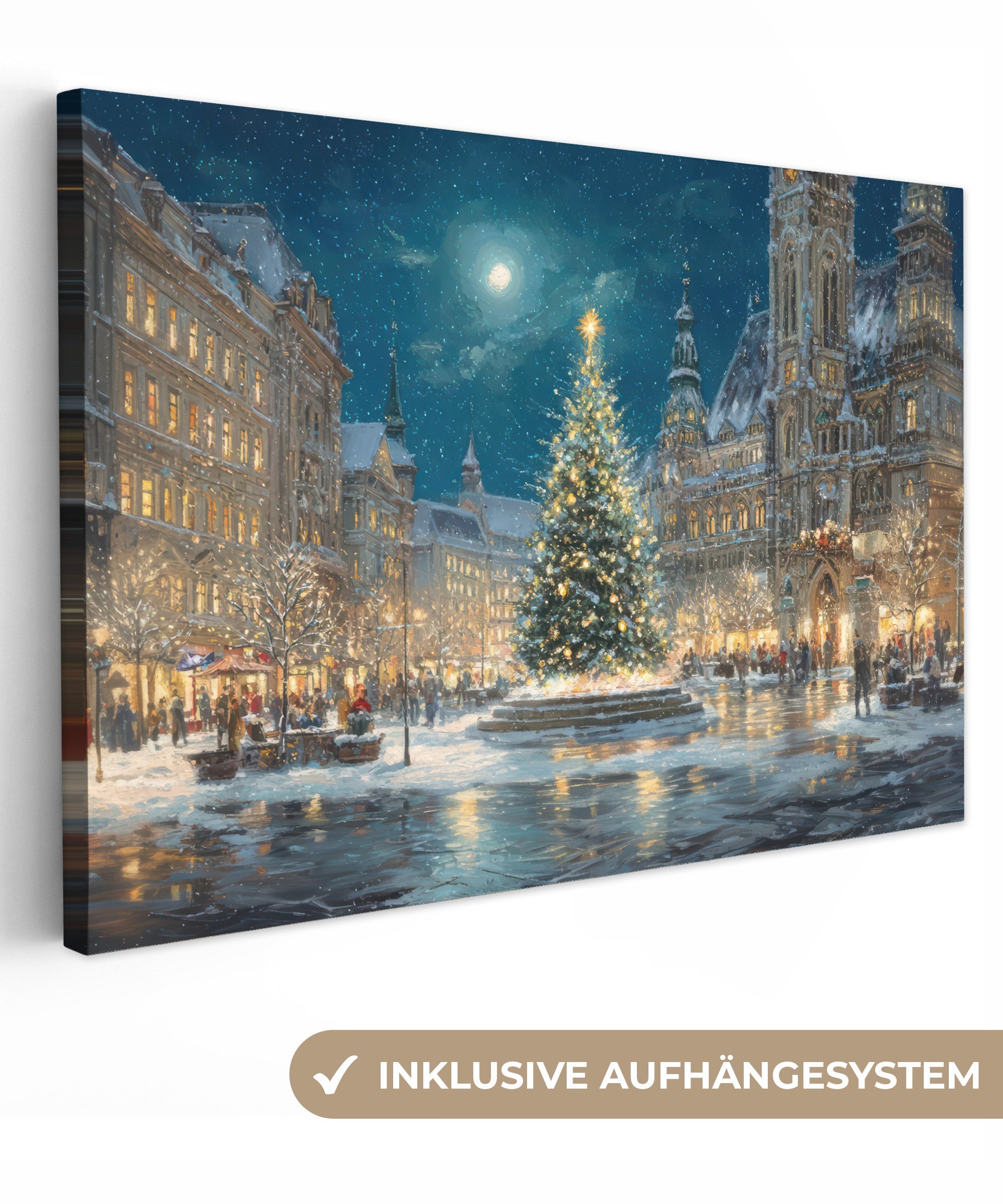 OneMillionCanvasses® Leinwandbild Heiligabend - Town Square günstig online kaufen