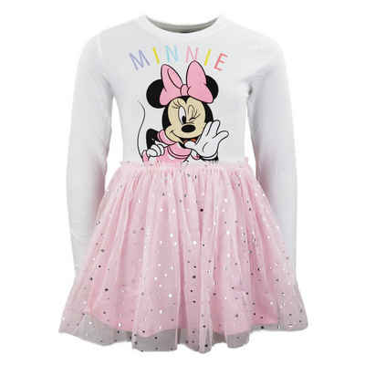 Disney Tüllkleid Disney Minnie Maus Kinder langarm Kleid Rosa 92 bis 128 Baumwolle
