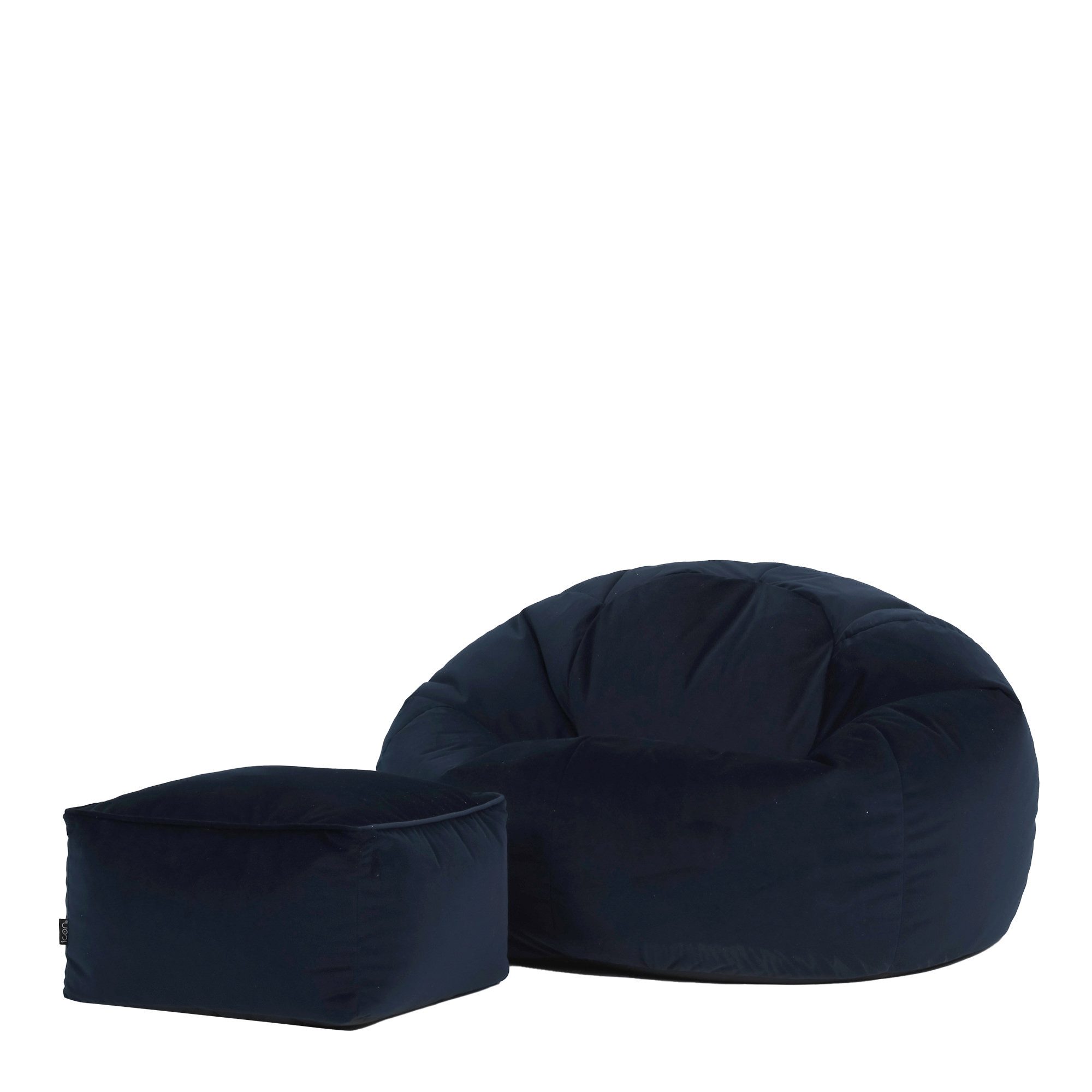 Sitzsack Klassischer Sitzsack aus Samt „Kingston“ mit Hocker