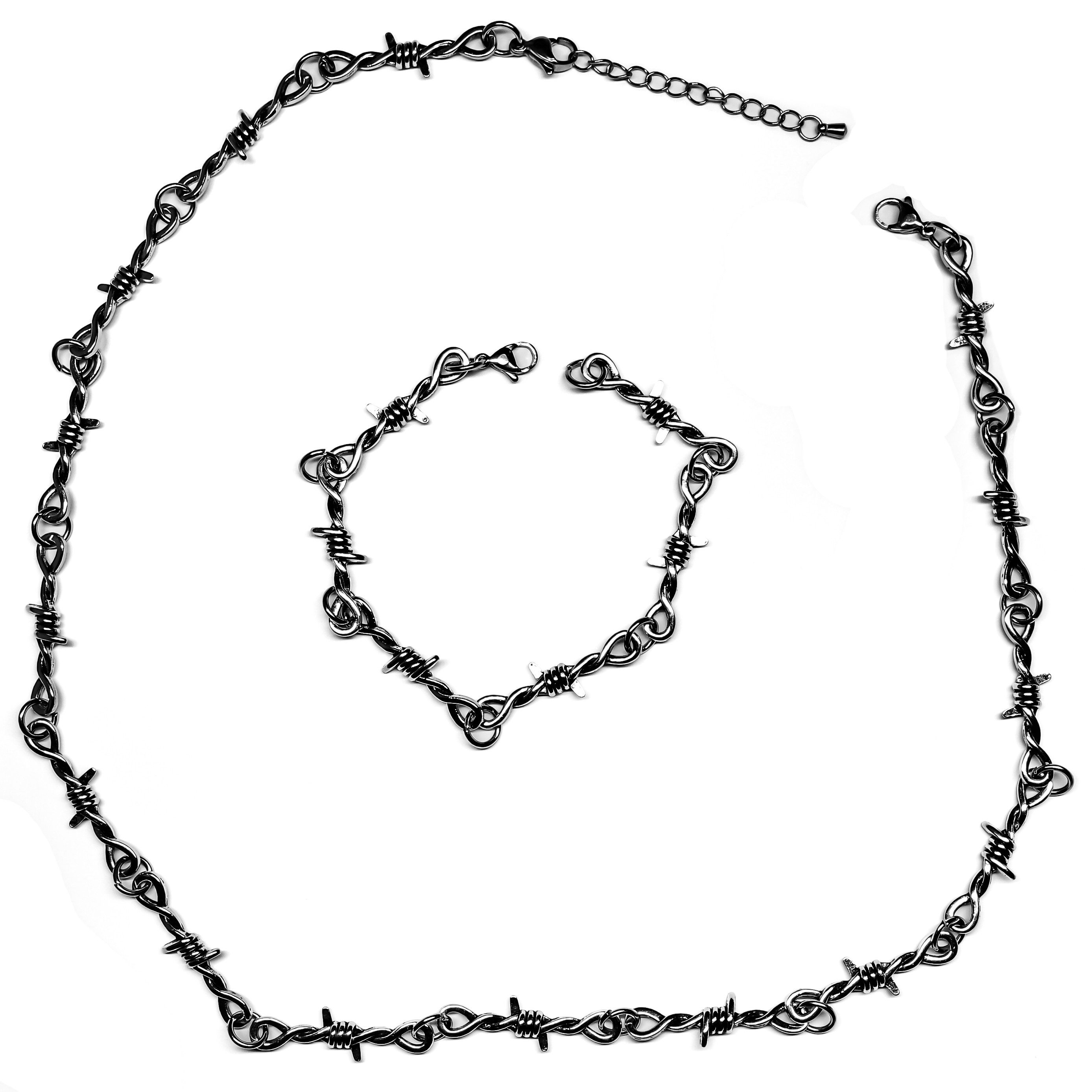 salazar.plus Ketten-Set Stacheldraht Kette + Stacheldraht Armband Set Damen Herren Unisex