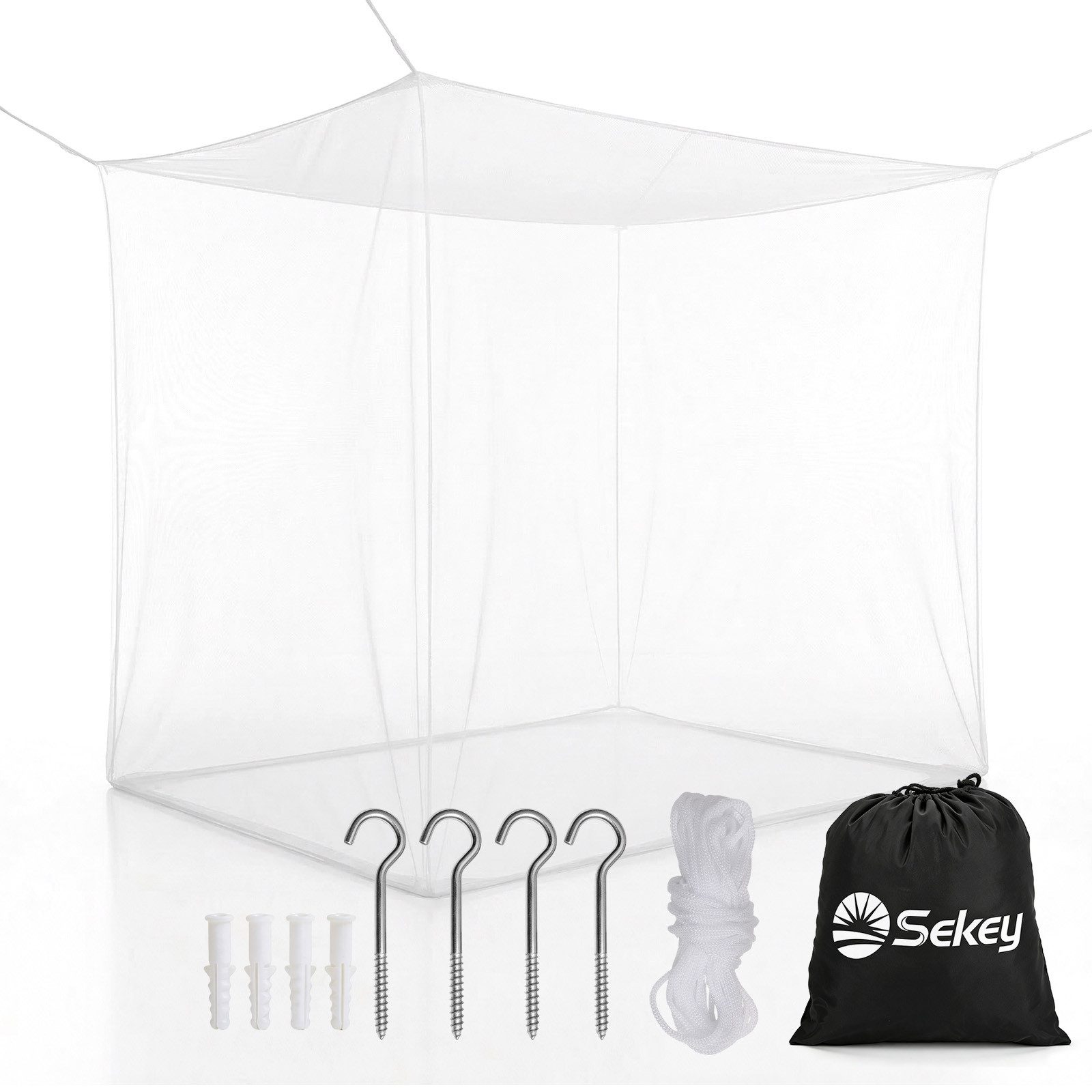 Sekey Moskitonetz Moskitonetz Bett Insektenschutz für Einzel- und Doppelbett Fliegennetz, 220x100x200cm Einzel Rechteckiges für Schlafzimmer Reise