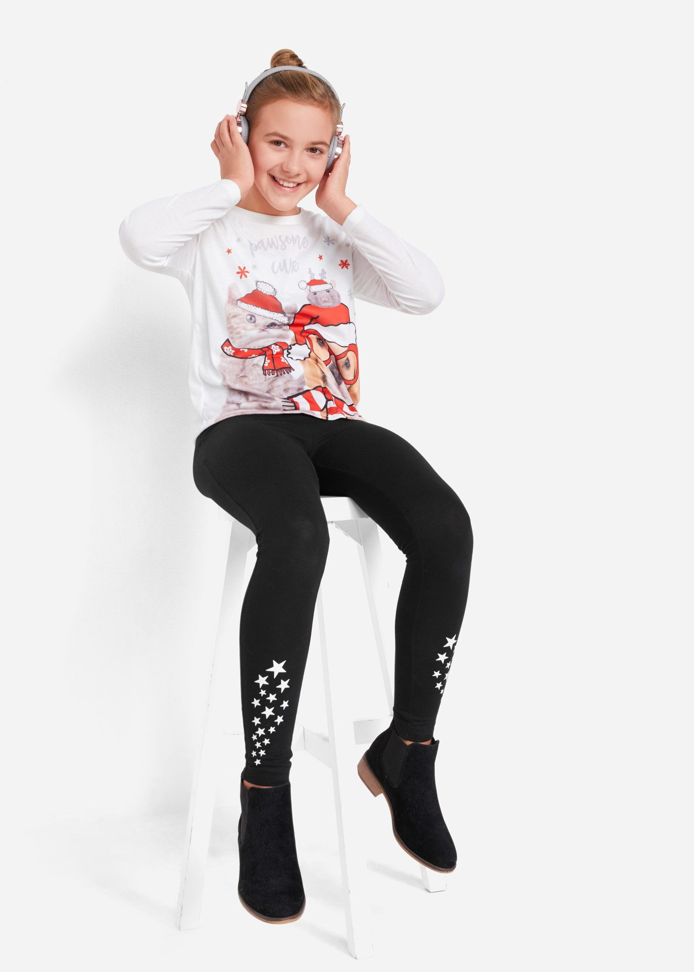 bonprix Leggings Leggings aus elastischem Baumwoll-Mix