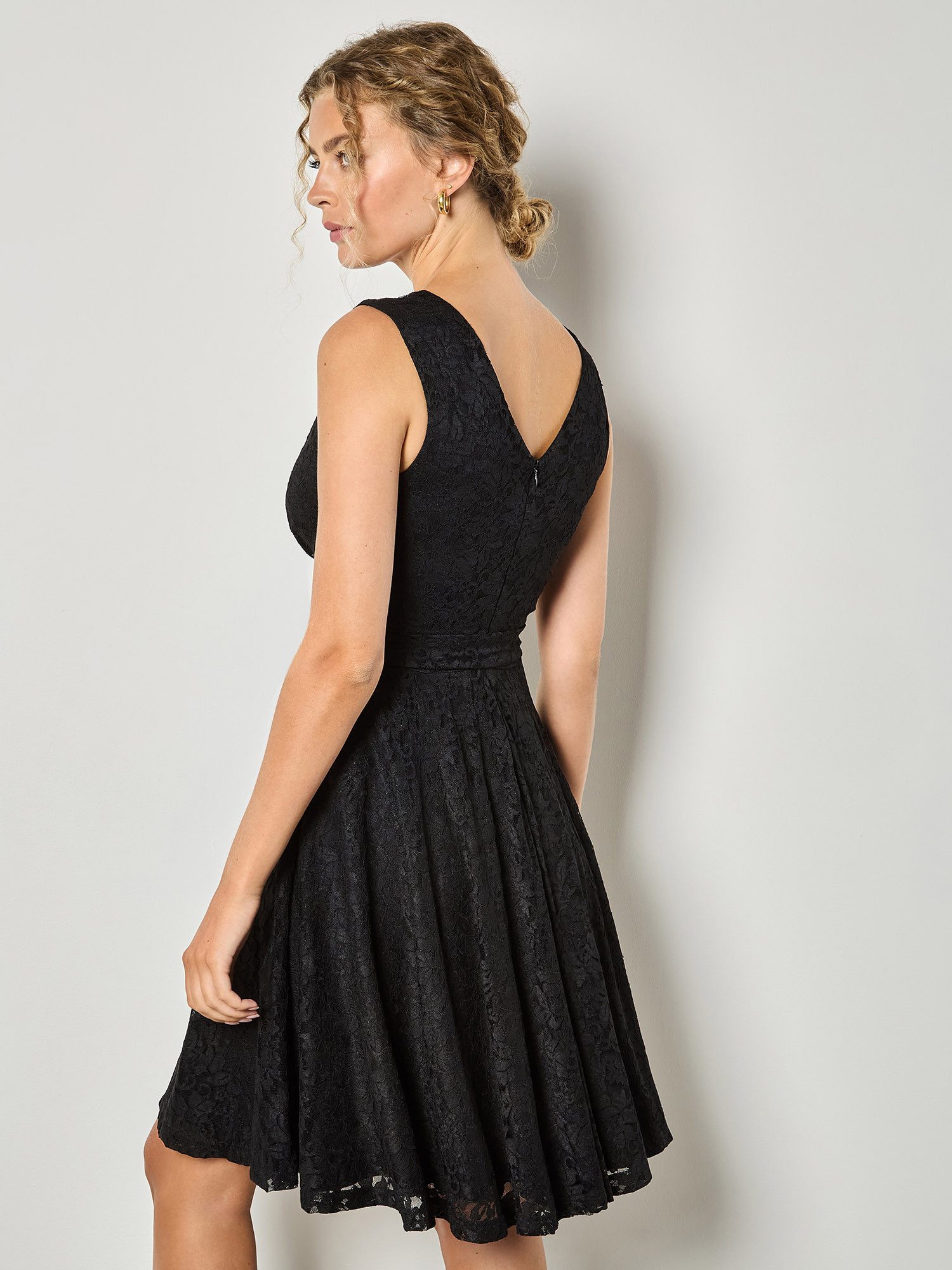 Apricot Midikleid Skaterkleid (mit Bindband) aus Spitze – Bild 4 von 4