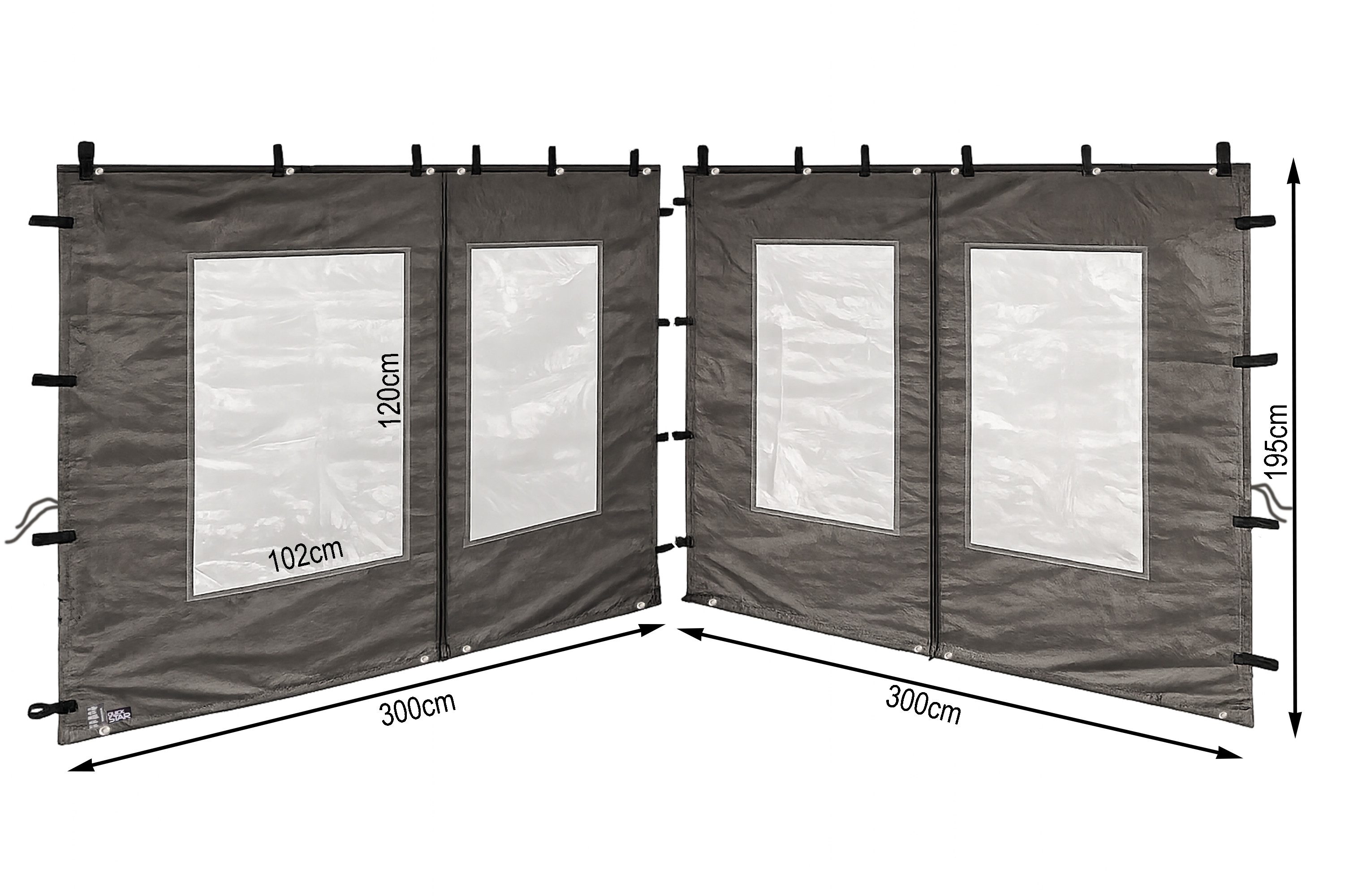 Quick Star Pavillonseitenteil 2 Seitenteile mit Fenster für Pavillon 3x3m, Für Pavillons der Größe 3x3m