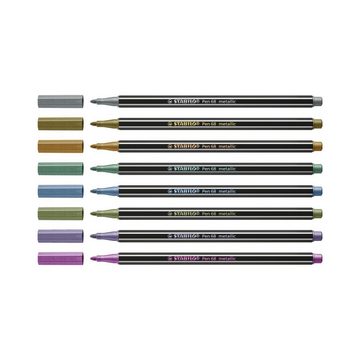 STABILO Faserstift STABILO Pen 68 Filzstift - 1,4 mm - metallic - 8er Metalletui