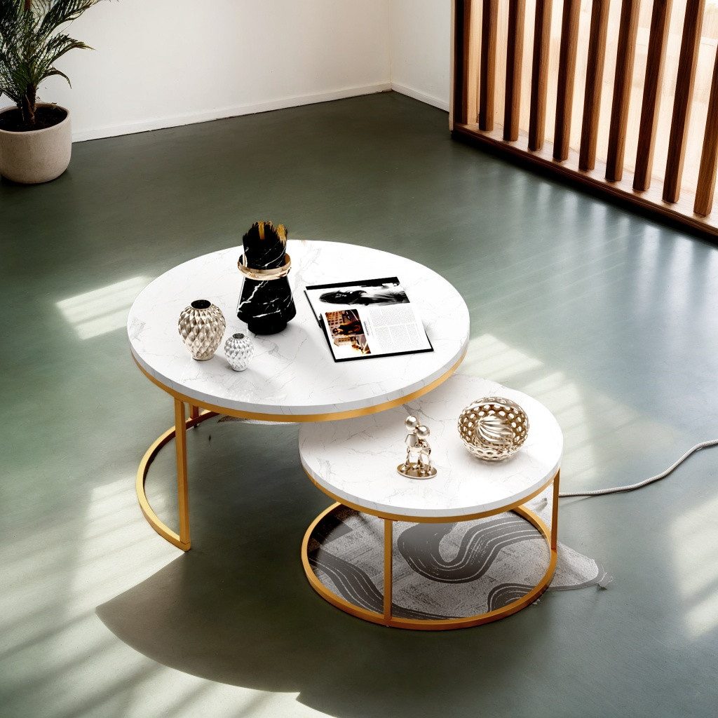 REDOM Couchtisch Satz Marmor Furnier Sofa Seite Nest von Tischen Runde Endt günstig online kaufen