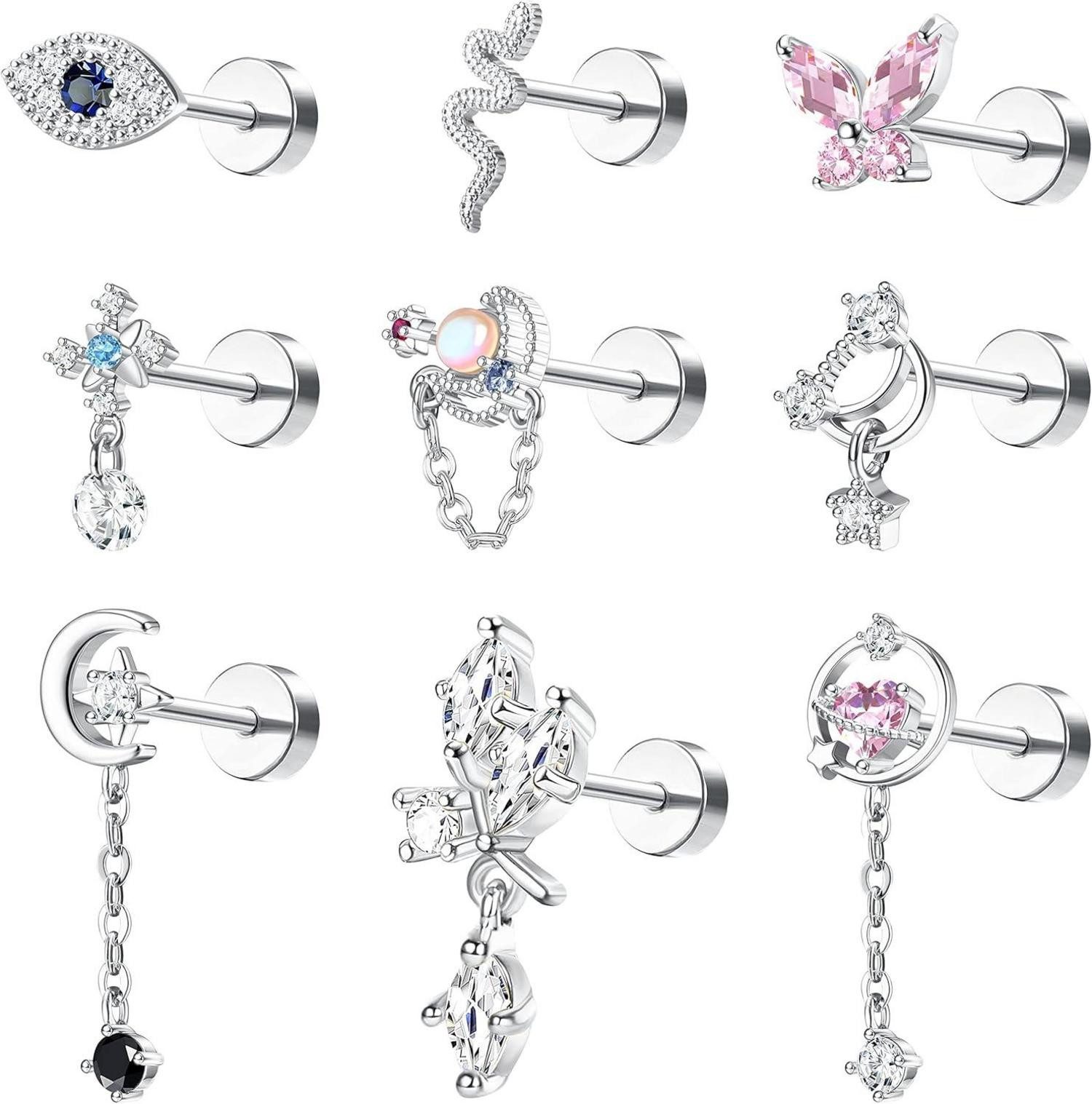 Kakonia Piercing-Set Edelstahl Piercing Set 9 günstig online kaufen