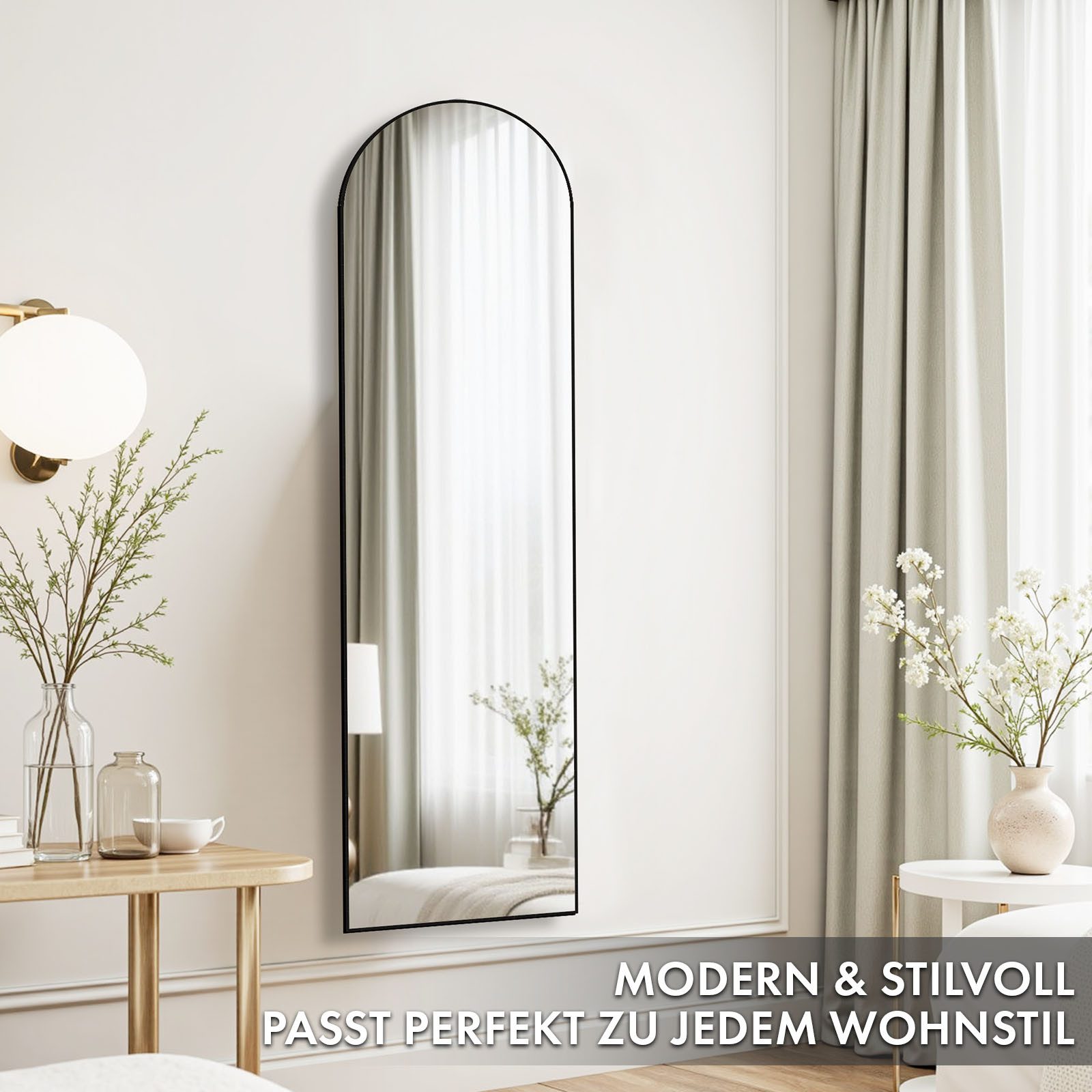 Floordirekt Ganzkörperspiegel Madison mit Bruchsicherem Glas, Freistehend oder Wandmontage (mit Aluminiumrahmen), Anti-Glassplitter-Sicherheitsfolie, mit Standf – Bild 2 von 5