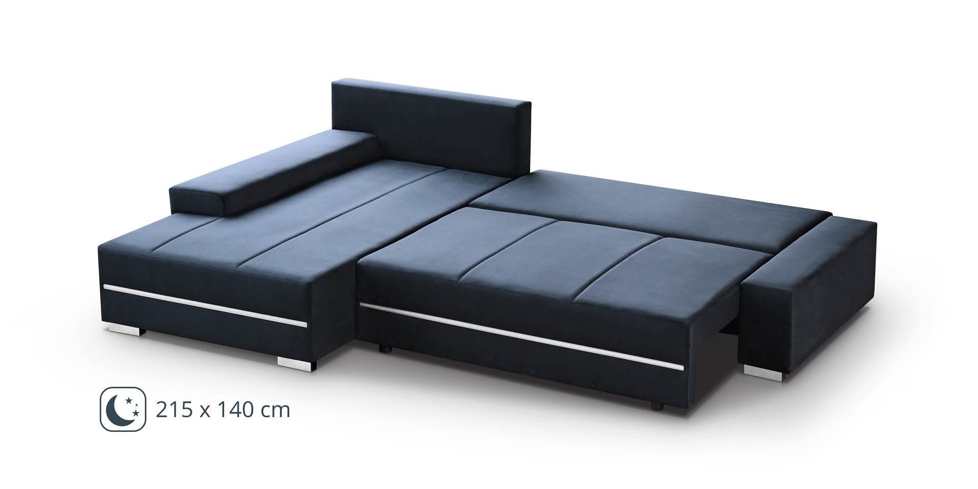 Beautysofa Ecksofa Aron, Eckcouch mit inklusive Bettkasten,modernes Sofa, Marineblau Schlaffunktion LED 79) RGB-LED-Beleuchtung (riviera und