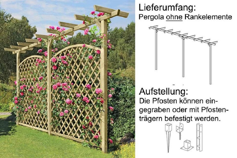 Gartenpirat Pergola Pergola aus Holz 450 cm lang Torbogen Rankhilfe Rankgerüst Blumenbogen
