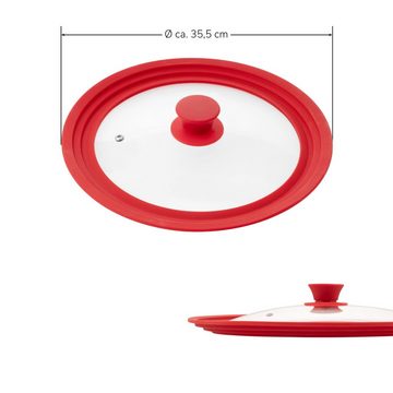 bremermann Topfdeckel Universal-Glasdeckel mit Silikonrand, 30/32/34 cm, rot groß
