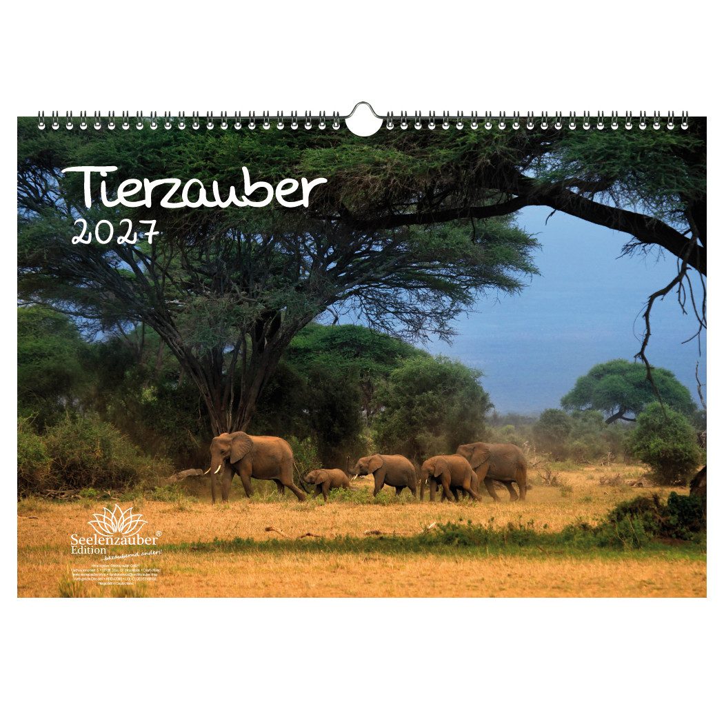Seelenzauber Wandkalender Tierzauber DIN A3 Kalender für 2027 verschiedene Tiere - Seelenzauber