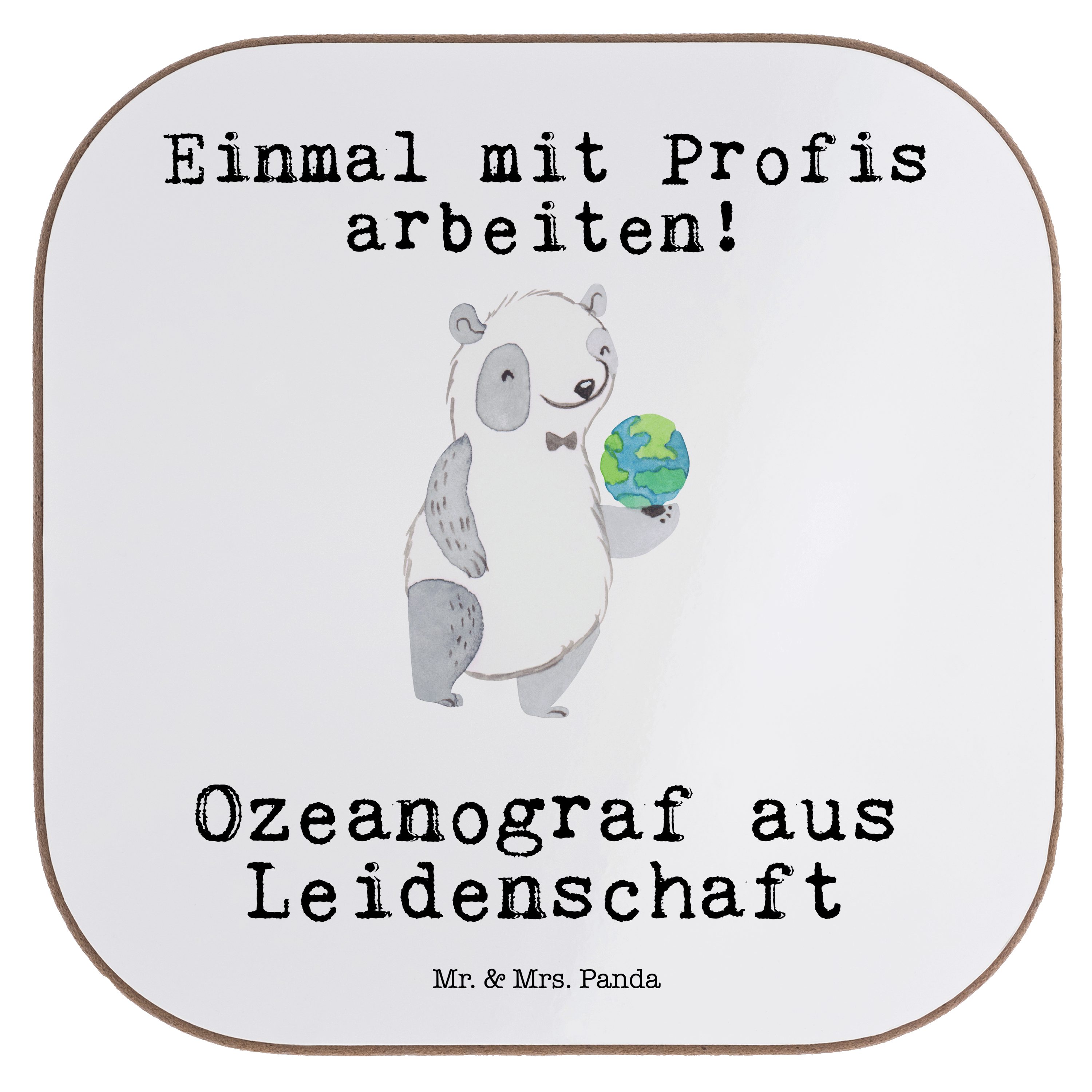Mr. & Mrs. Panda Getränkeuntersetzer Ozeanograf aus Leidenschaft - Weiß - Geschenk, Glasuntersetzer, Studi, 1-tlg.