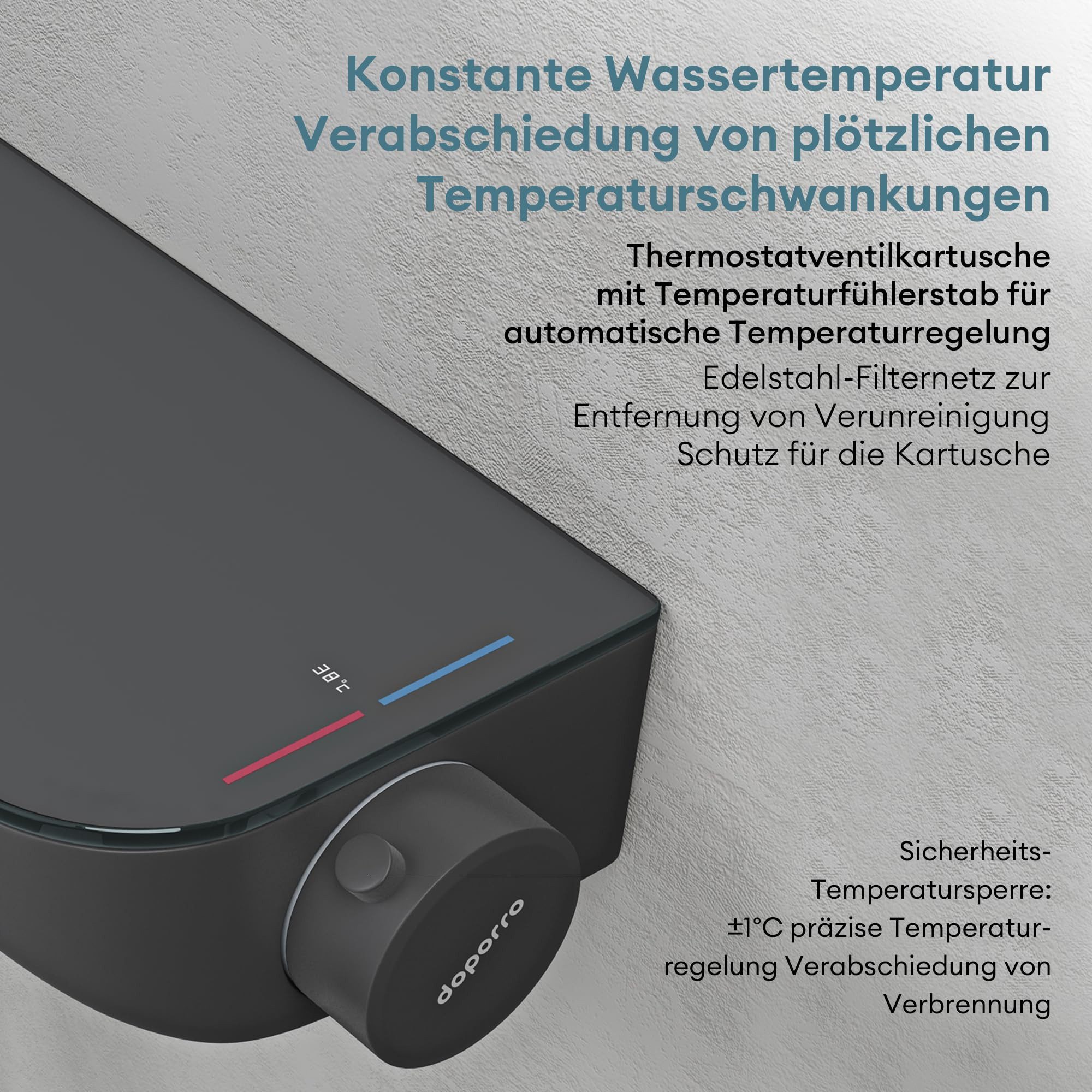 Mai & Mai Duscharmatur Duschsystem mit Thermostat Komplettset 3 Strahlarten Duschsystem9 Badewannen geeignet – Bild 2 von 5