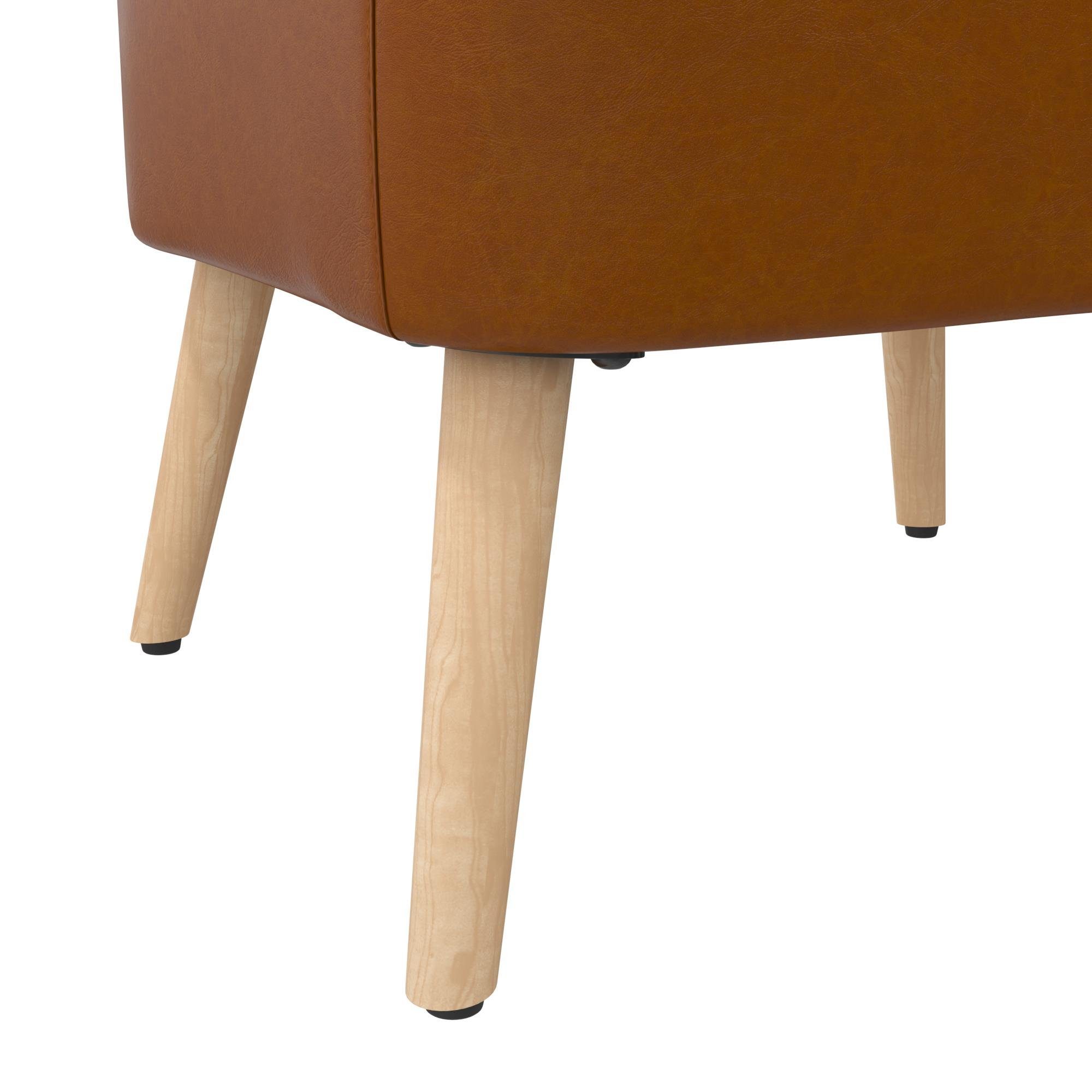 (1 St), kamelfarben Sitzhöhe loft24 Bezug Lederoptik Steppung, 47 in ca. Armlehnstuhl, Wynn Polsterstuhl cm mit