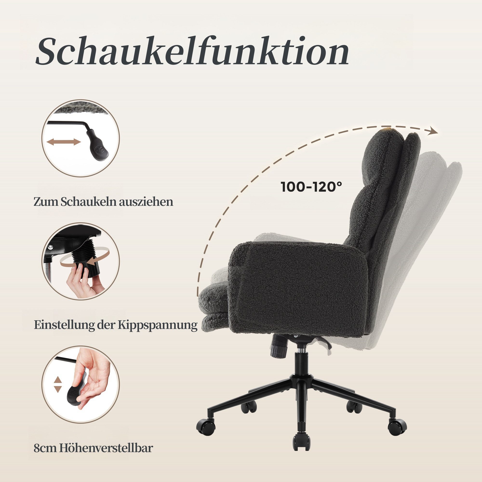 IWMH Bürostuhl Ergonomisch Schreibtischstuhl, Höhenverstellbar Drehstuhl günstig online kaufen