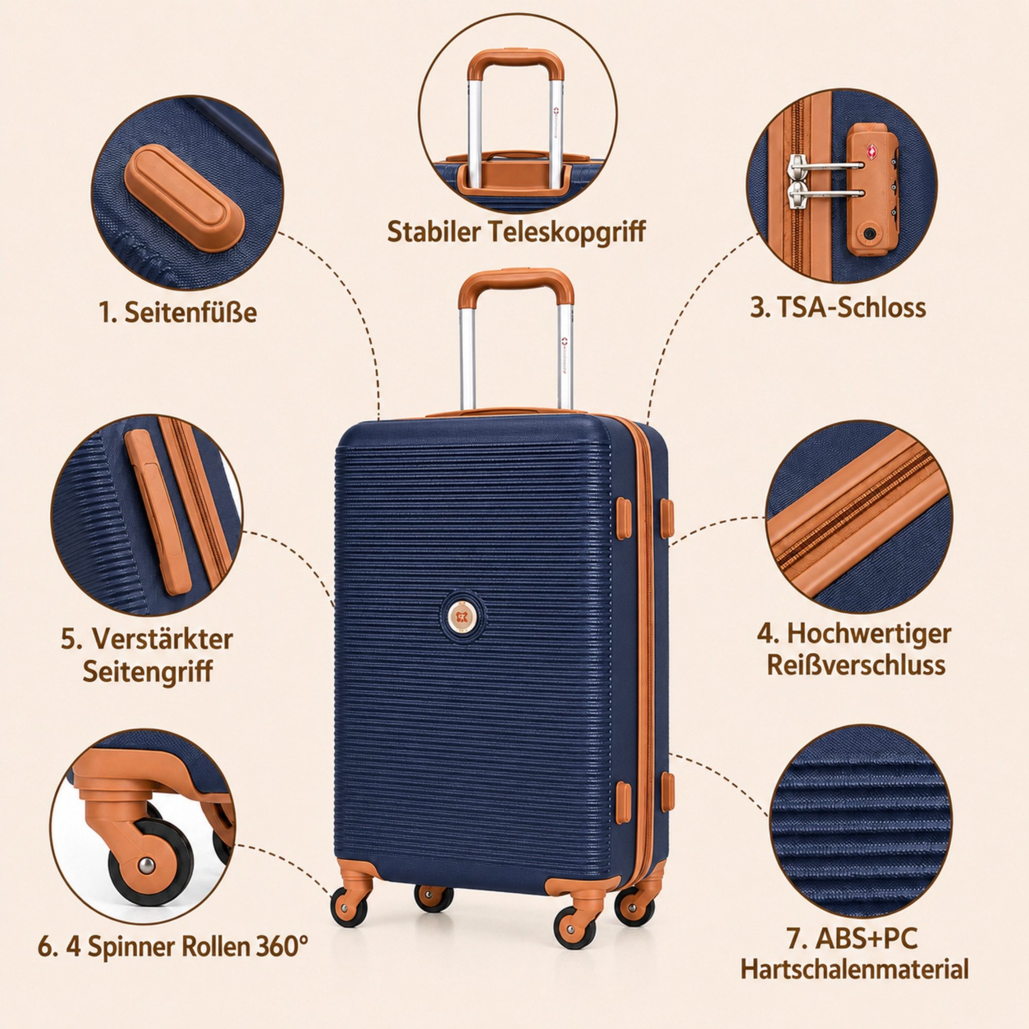 Travelhouse Trolleyset Bari, 4 Rollen, (Spar-Set, 6 tlg., Hartschalen Trolley-Set 6-teilig) – Bild 3 von 5