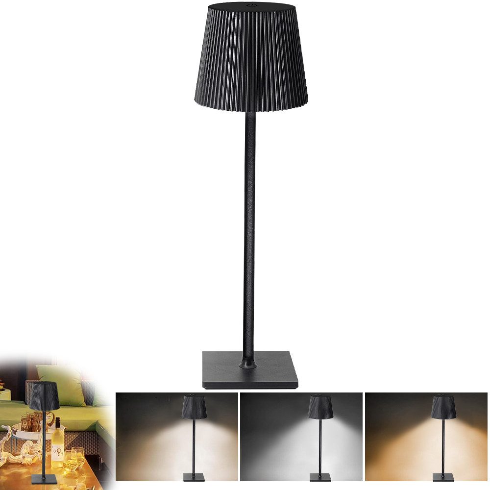 ZEUOPQ LED Tischleuchte Tischlampe Kabellos LED Touch-Dimmbare Tischleuchte Nachttischlampe, schwarz, Anti-Rutsch-Basis, Weiches Licht zum Schutz der Augen, Dreistufiges Dimmen,USB-Aufladung,rutschfestes Design, für Schlafzimmer, Nachttische, Büros, Restaurants, Cafés