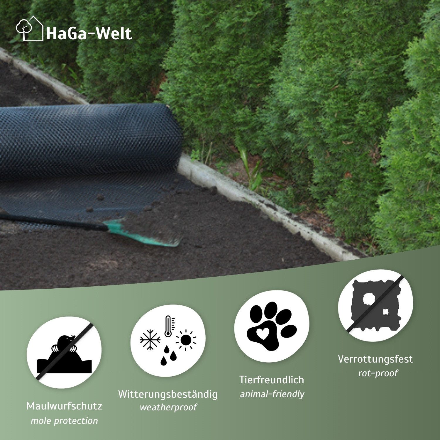 HaGa Maulwurfgitter HaGa Premium Maulwurfsperre 1,5 m Br. Meterware tierfreundliche, Maulwurfschutzgitter, UV-beständig, Maulwurfbekämpfung, Rasenschutz – Bild 2 von 5