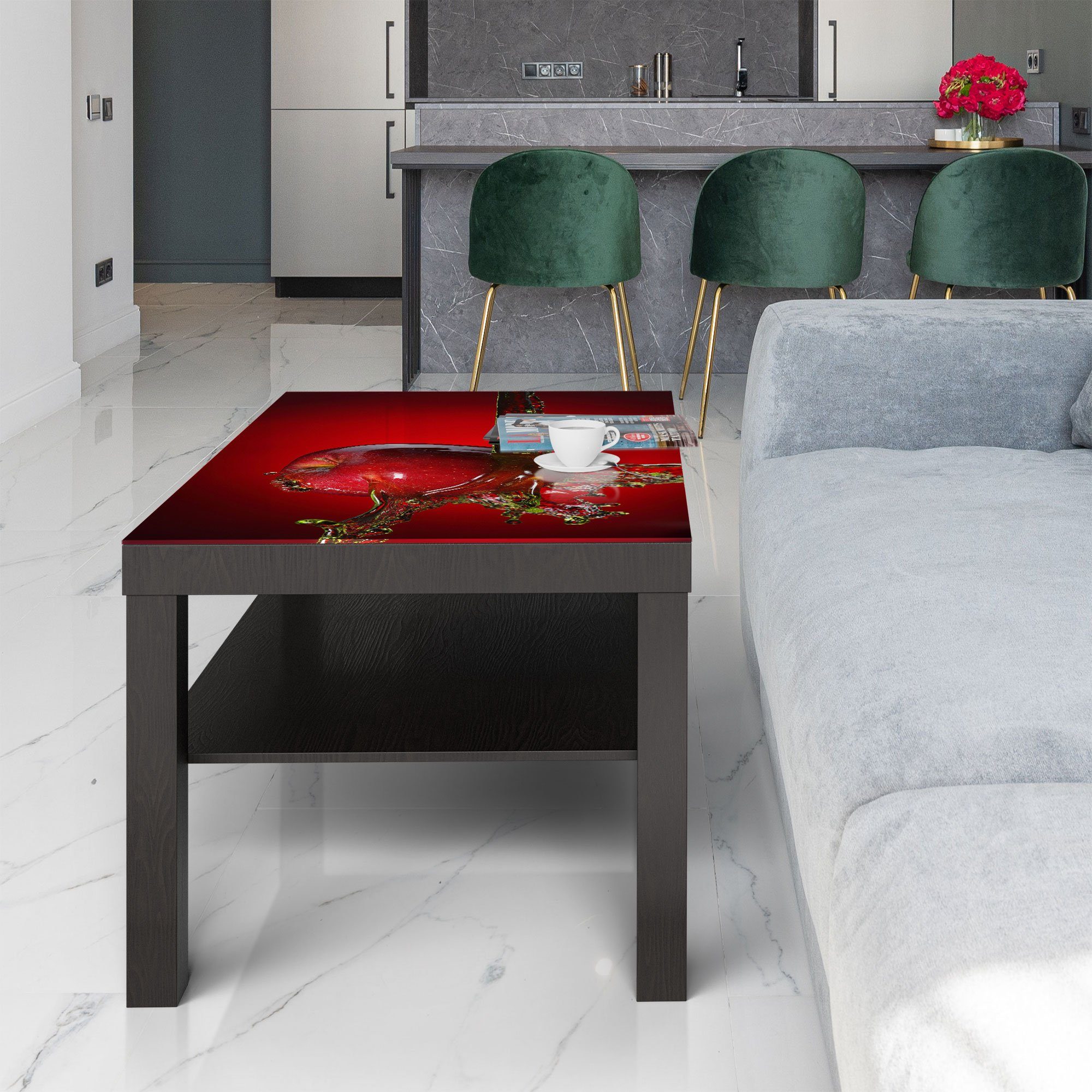 DEQORI Couchtisch 'Flüssigkeit trifft Apfel', Glas Beistelltisch Glastisch modern – Bild 5 von 5