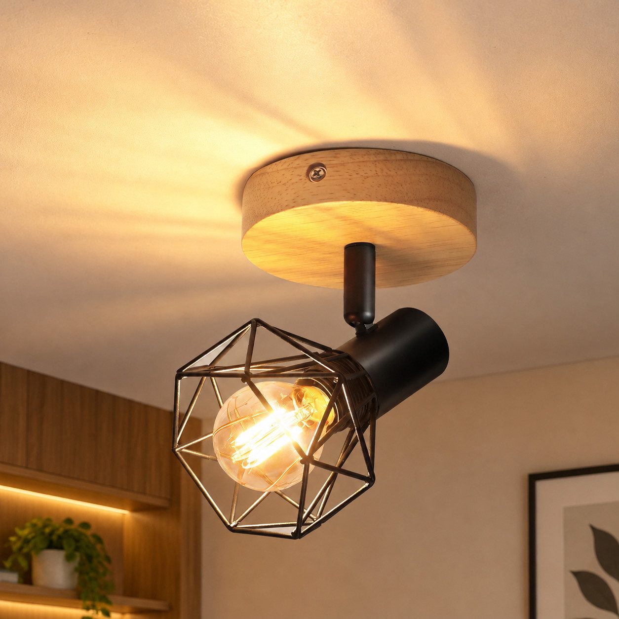 Nettlife Deckenstrahler Wohnzimmer Vintage Schwarz 1/2/3/4/5 Flammig E14 Industrial, Schwenkbar 350°, ohne Leuchtmittel, drehbar für Wohnzimmer Flur Esszimmer und weitere Wohnräume
