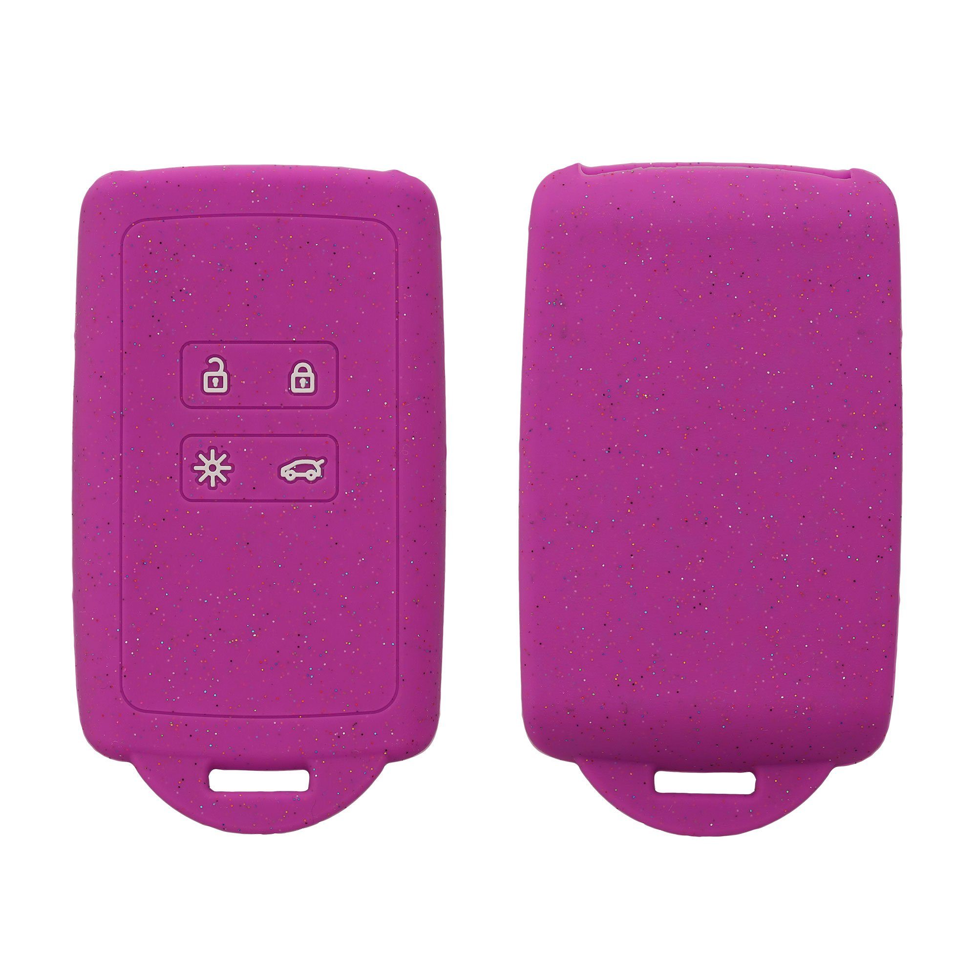 kwmobile Schlüsseltasche Hülle für Renault 4-Tasten Smartkey Autoschlüssel  (nur Keyless Go), Glitzer Silikon Case - Schlüsselhülle in Pink