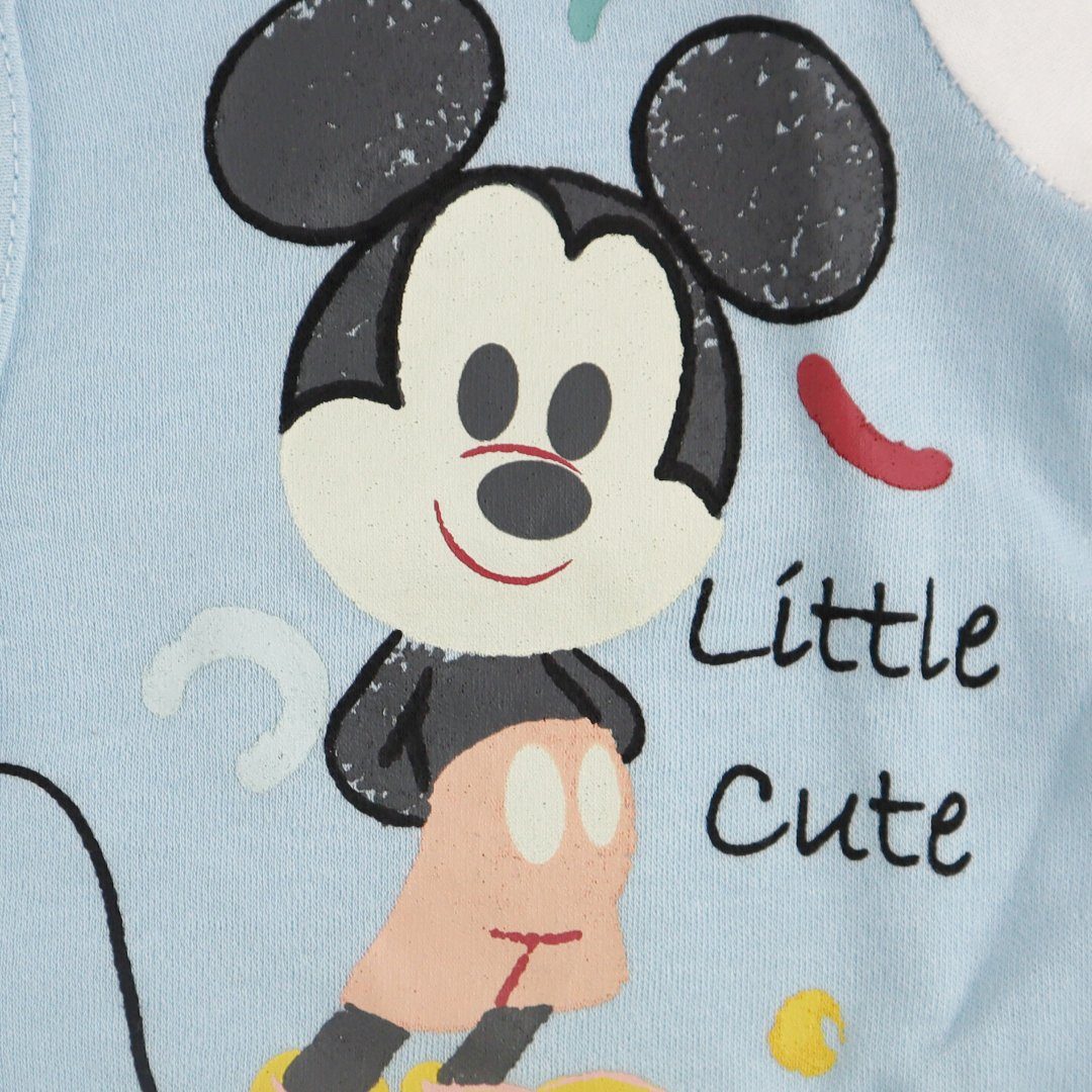 Disney Mickey 92, Maus Gr. Kleinkind Disney 62 Einteiler Strampler Baby 100% Baumwolle Blau Langarmwickelbody bis