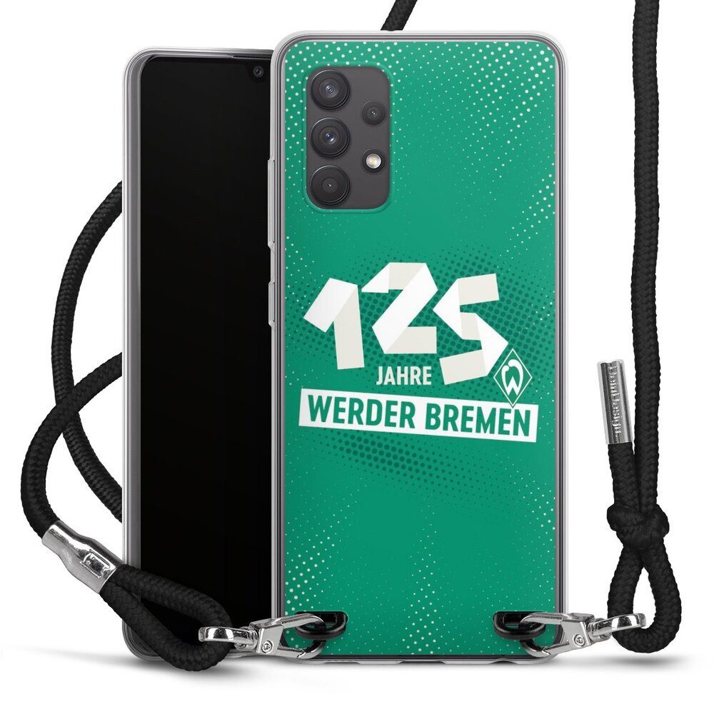 DeinDesign Handyhülle 125 Jahre Werder Bremen Offizielles Lizenzprodukt, Samsung Galaxy A32 4G Handykette Hülle mit Band Case zum Umhängen