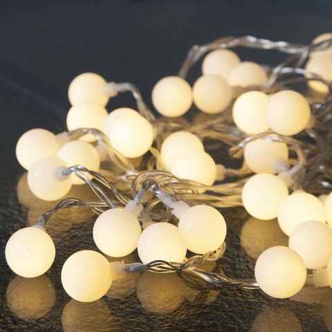 MARELIDA LED-Lichterkette LED Deko Lichterkette Berry 20 weiße opale Kugeln Bälle Batterie Innen, 20-flammig