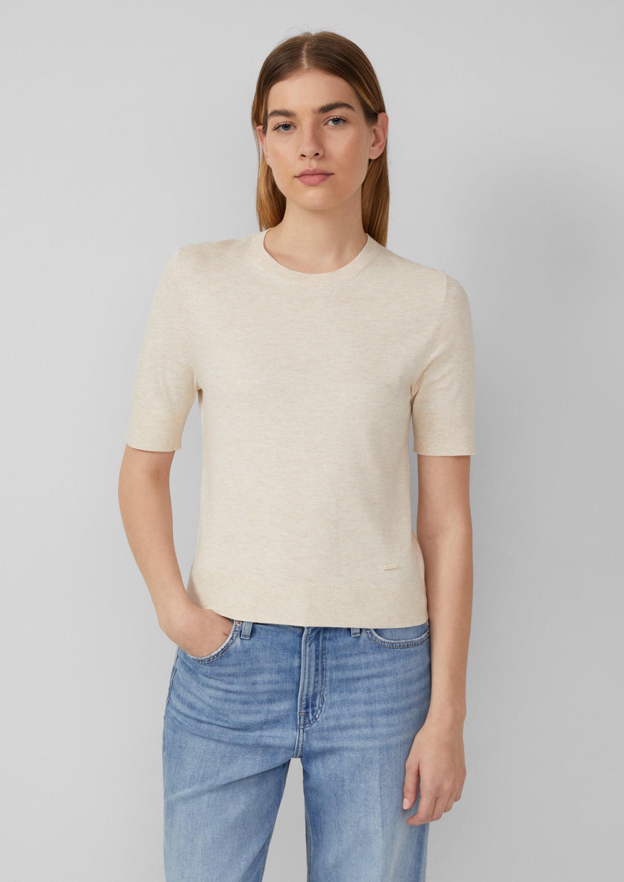 s.Oliver Kurzarmpullover Strickpullover Kurzärmeliger Strickpullover mit Ri günstig online kaufen