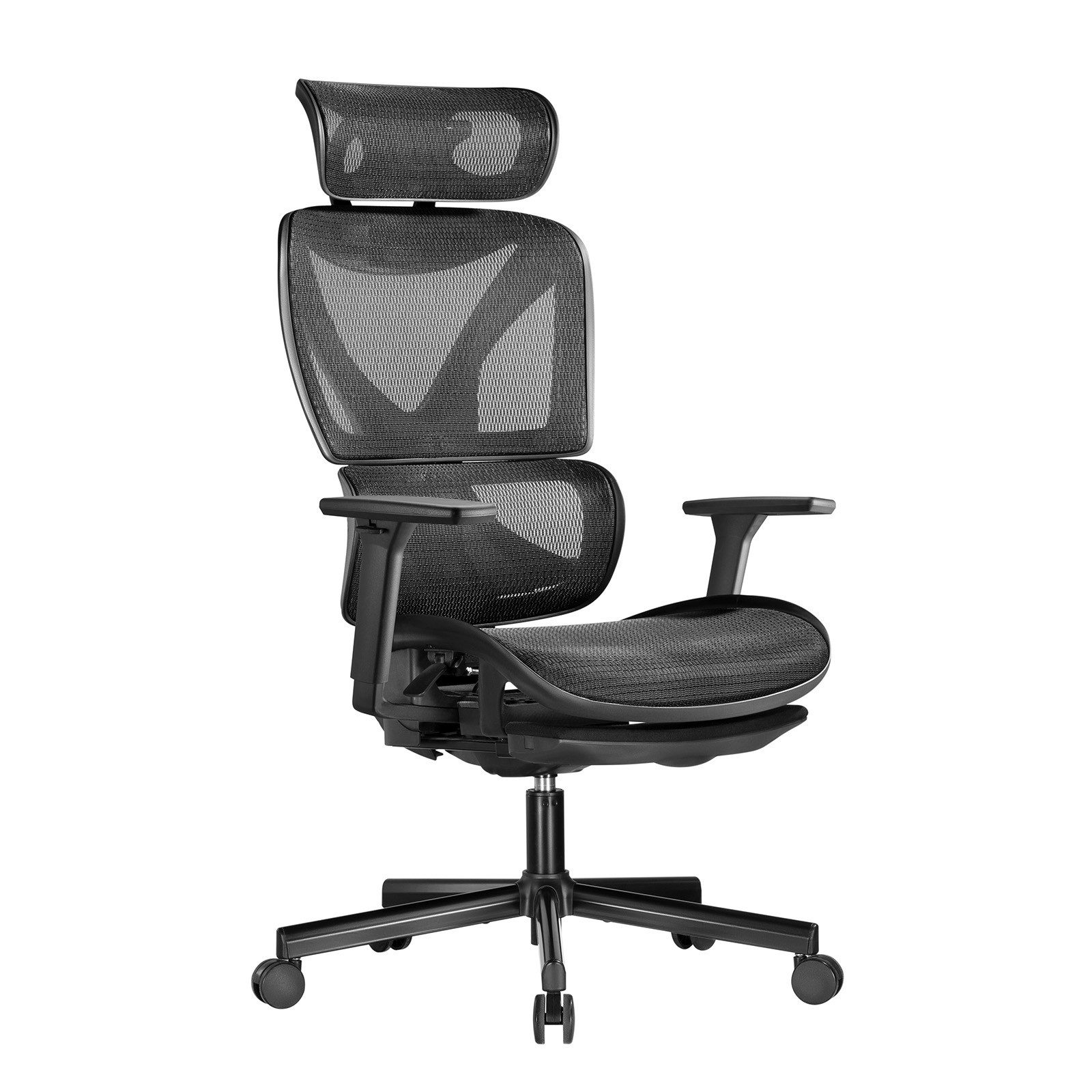 CAVO Bürostuhl Gamer ERGO Premium schwarz belastbar bis 150 kg + Fußstütze (1 St), stufenlos höhenverstellbar 560 bis 810 mm, Netzgewebe