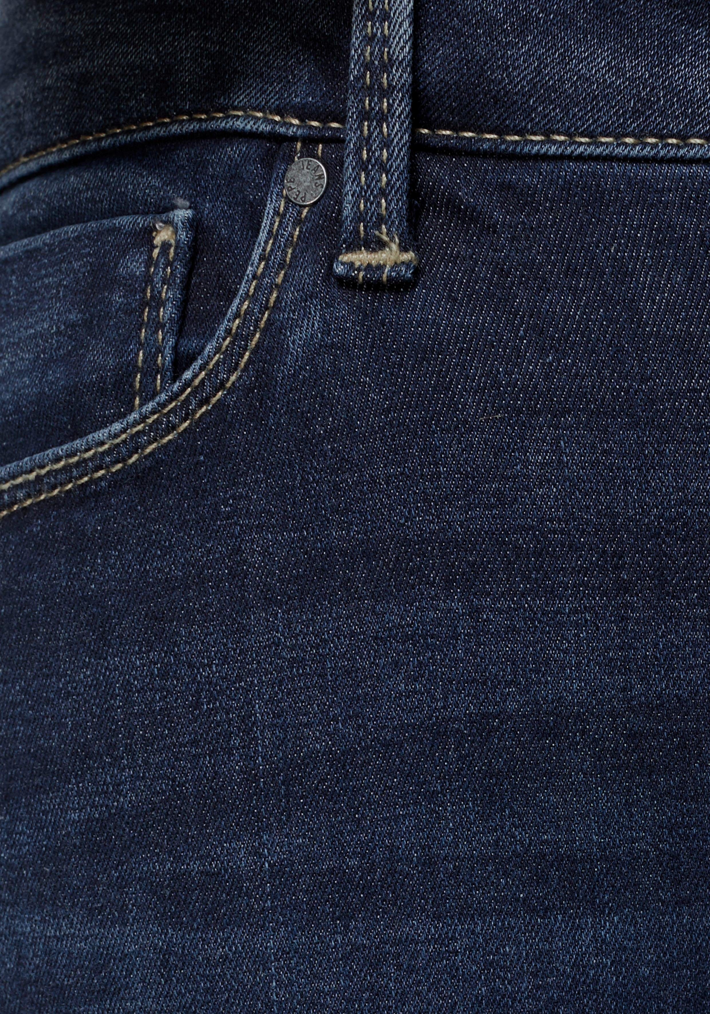 im 1-Knopf Stretch-Anteil 5-Pocket-Stil und worn Jeans Skinny-fit-Jeans used H45 mit Bund dark SOHO Pepe