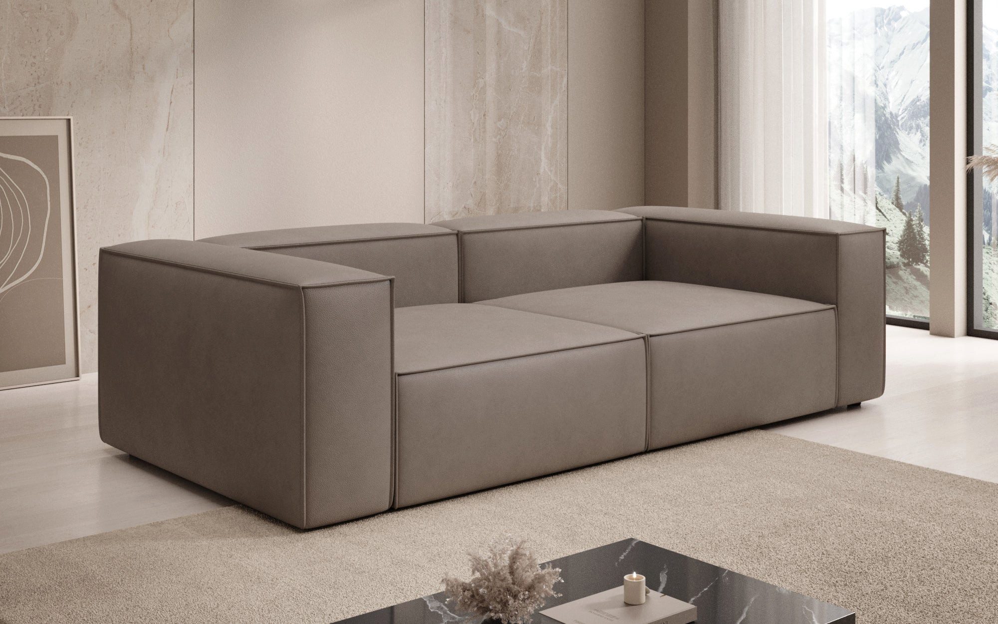 Luxusbetten24 Sofa Designer Sofa Lesley 3 Sitzer, mit Bezug aus Echtleder