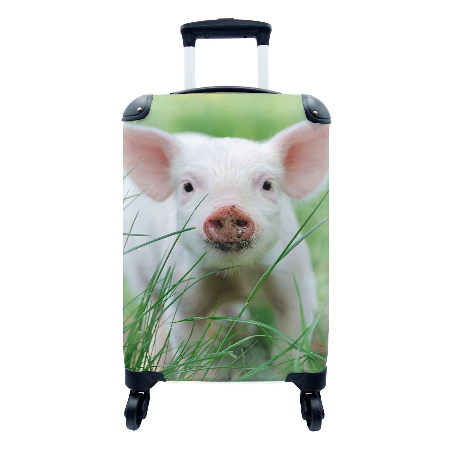 MuchoWow Handgepäckkoffer Schwein - Tiere - Groß, 4 Rollen, Reisetasche mit rollen, Handgepäck für Ferien, Trolley, Reisekoffer