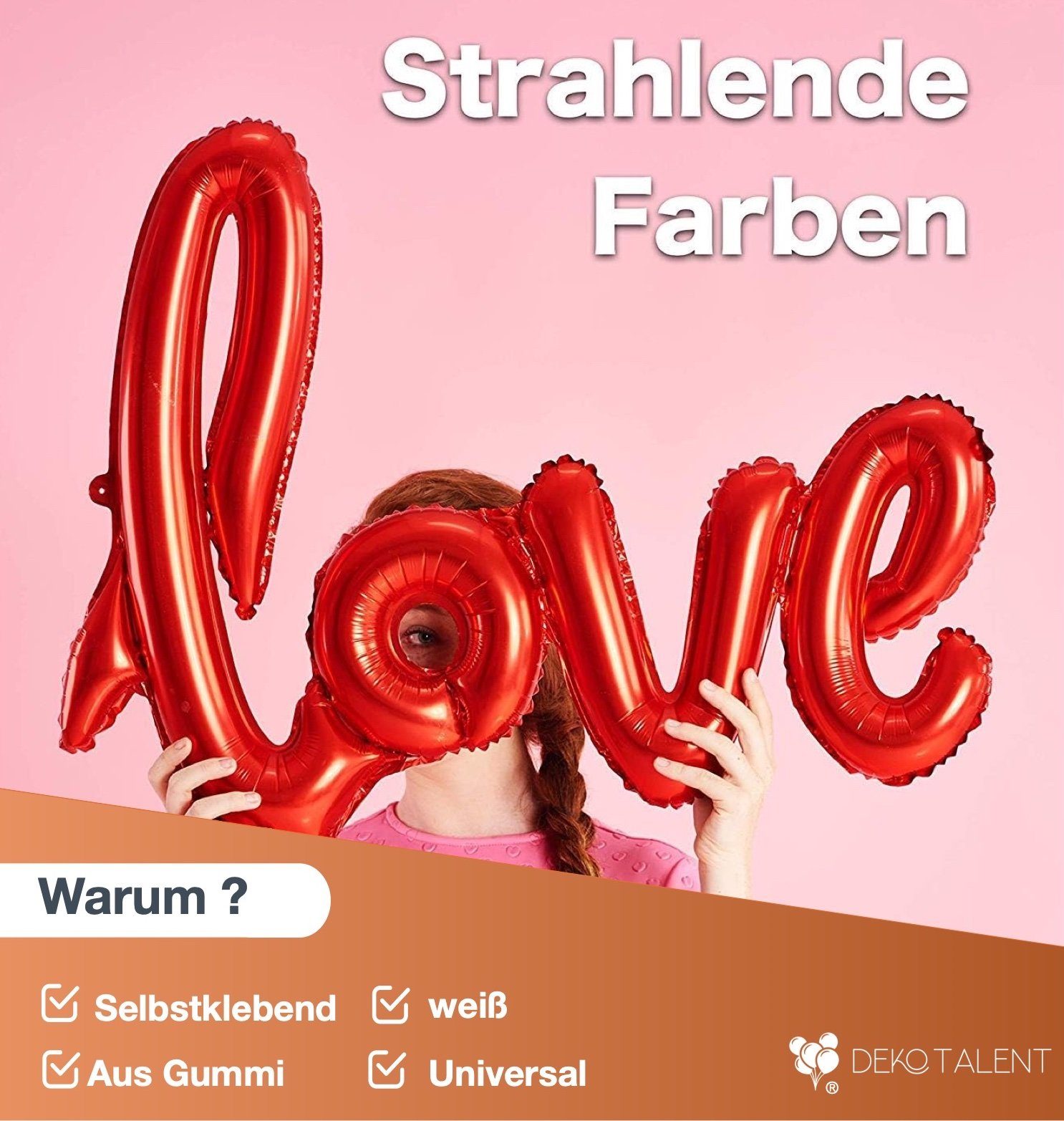 Folienballon Girlande Herzluftballons Valentinstag (100 Deko Dekotalent® St) Love XXL Hängedekoration