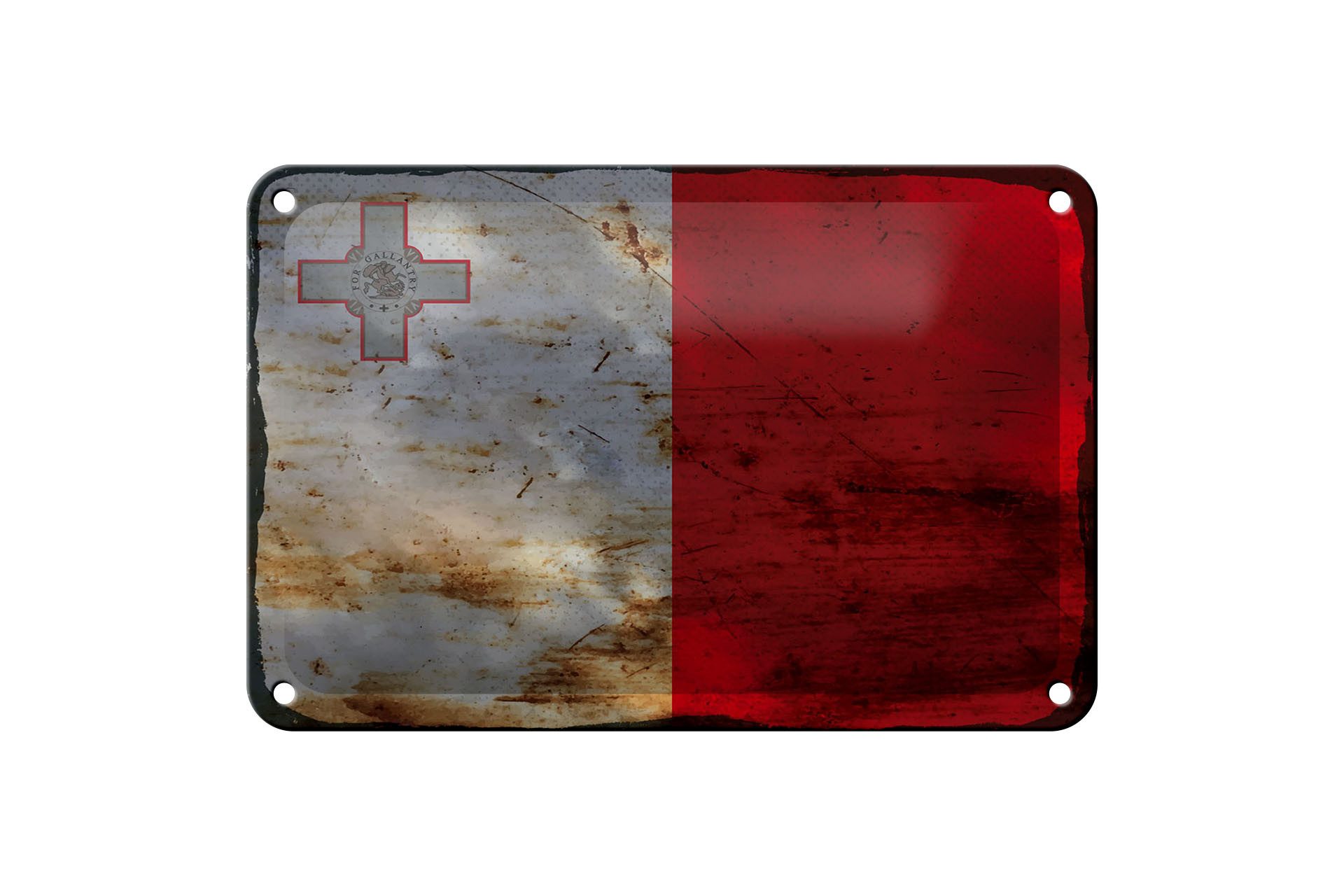 Femer GmbH Metallschild Flagge Malta 18x12cm Flag of Malta Rost, (1 St), gewölbte Oberfläche, abgerundete Ecken, umgeschlagene Kanten