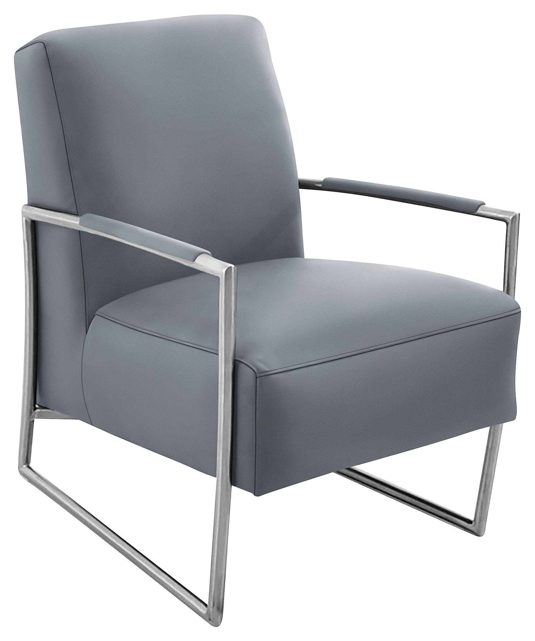 K+W Komfort & Wohnen Cocktailsessel, mit bezogenen Armlehnen, Gestell in Metall Edelstahloptik