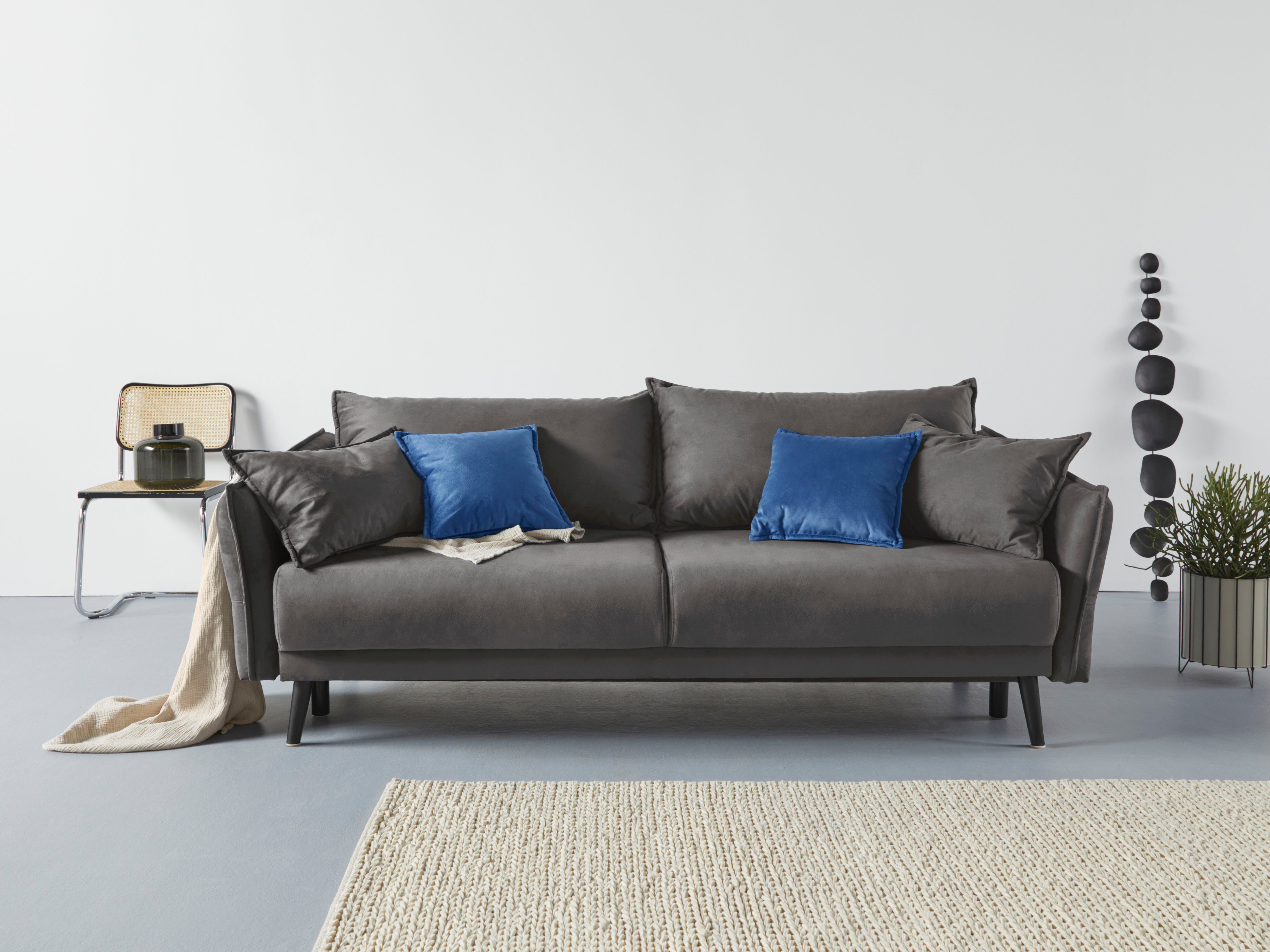 COLLECTION AB Schlafsofa Asra, B: 228 cm, Liegel. 145x192 cm, Schlaffunktion, Bettkasten, Taschen & 2 Zierkissen, Federkern
