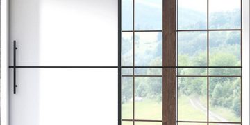 Feldmann-Wohnen Schwebetürenschrank Ivona (1-St) 150x62x216cm, 2-türig mit Spiegel, Absetzungen schwarz
